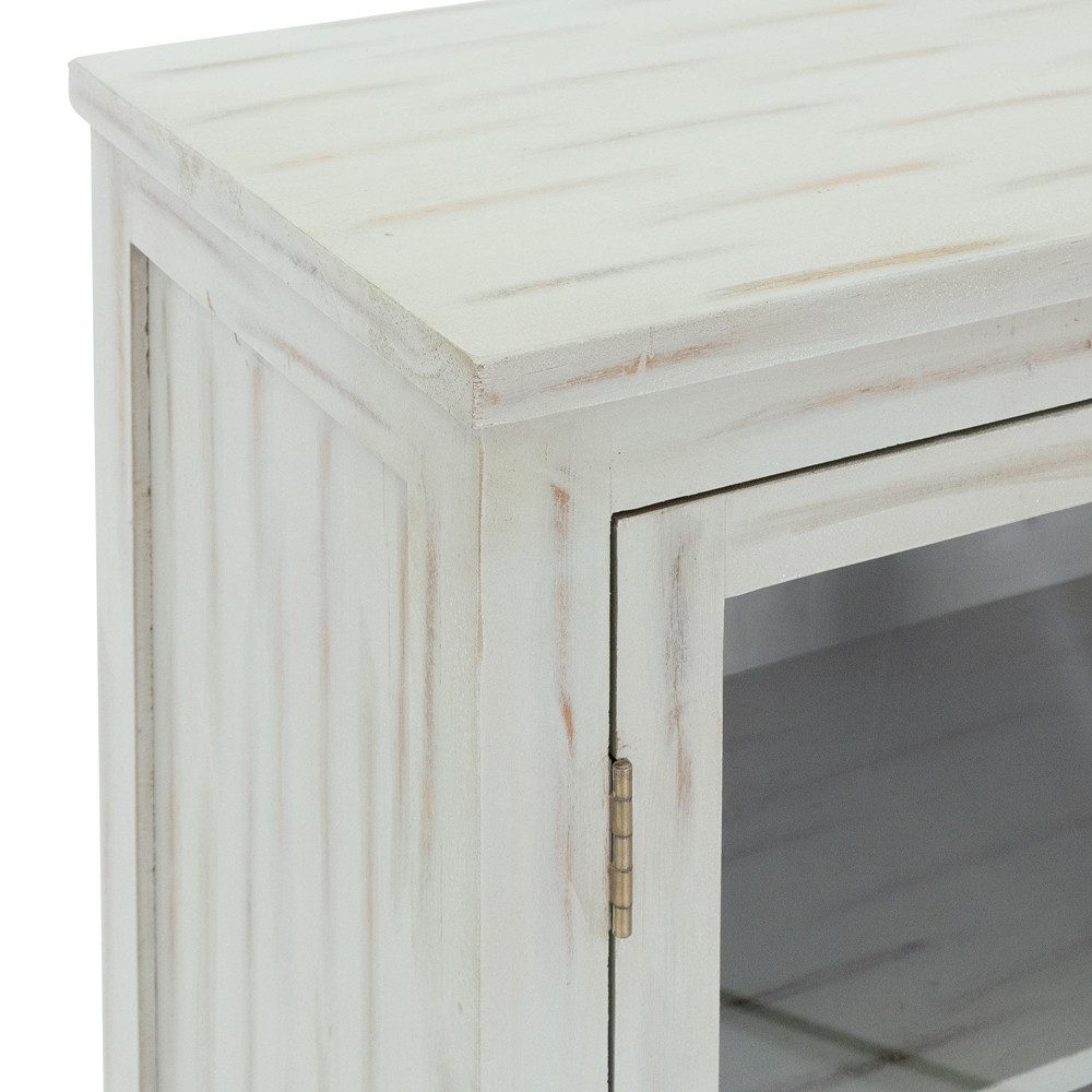 WOMO-DESIGN Vitrine Buffet Küchenschrank Vitrinenschrank für Geschirr Stauraumvitrine Standvitrine Shabby Chic Glasvitrine Wohnzimmerschrank Mangoholz/Glas