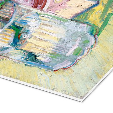 Posterlounge Forex-Bild Vincent van Gogh, Blühender Mandelzweig in einem Glas mit einem Buch, Wohnzimmer Malerei