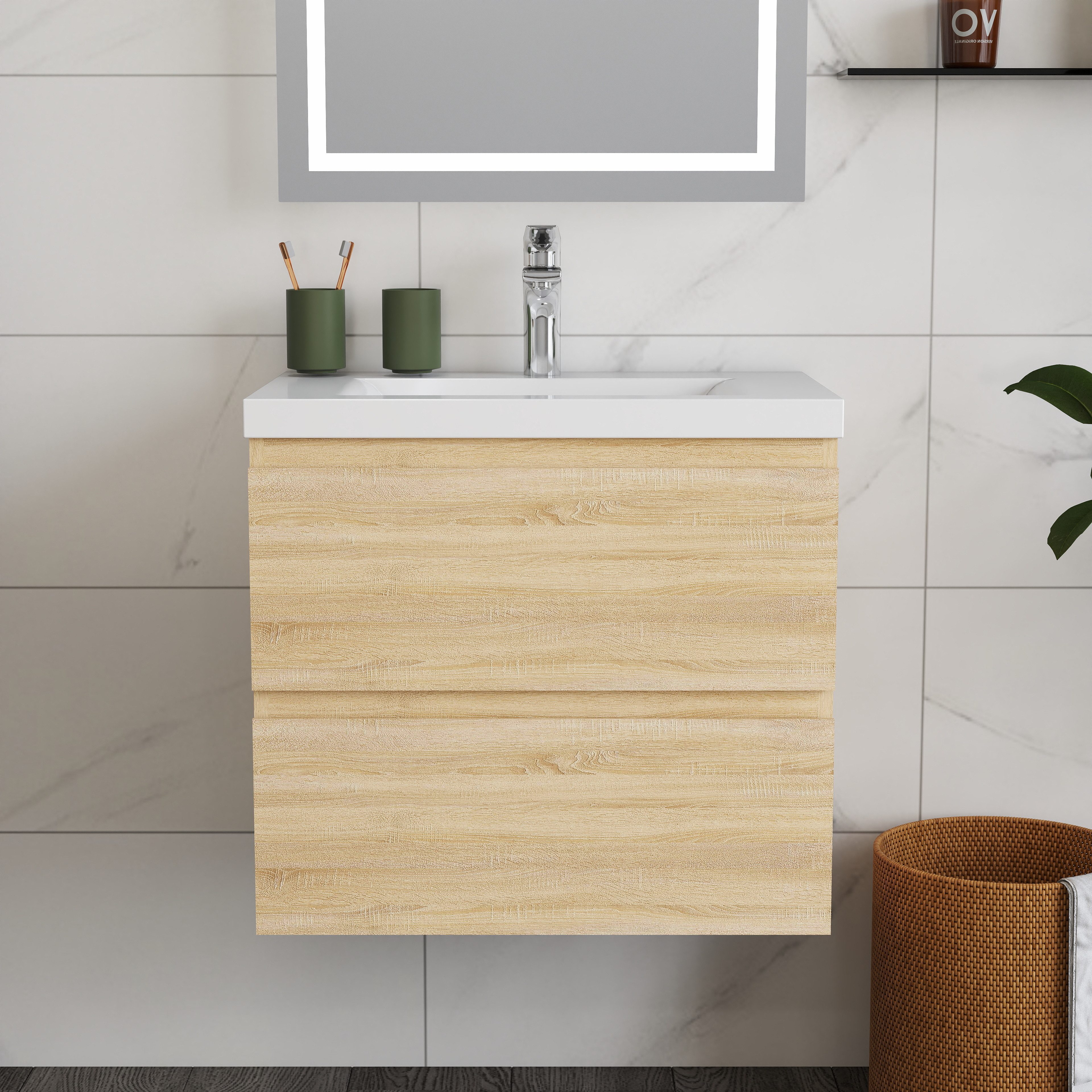 duschspa Waschtisch Waschbecken mit Unterschrank Badschrank Waschplatz Badmöbel Set, Matt, 50-120cm – Bild 3 von 5