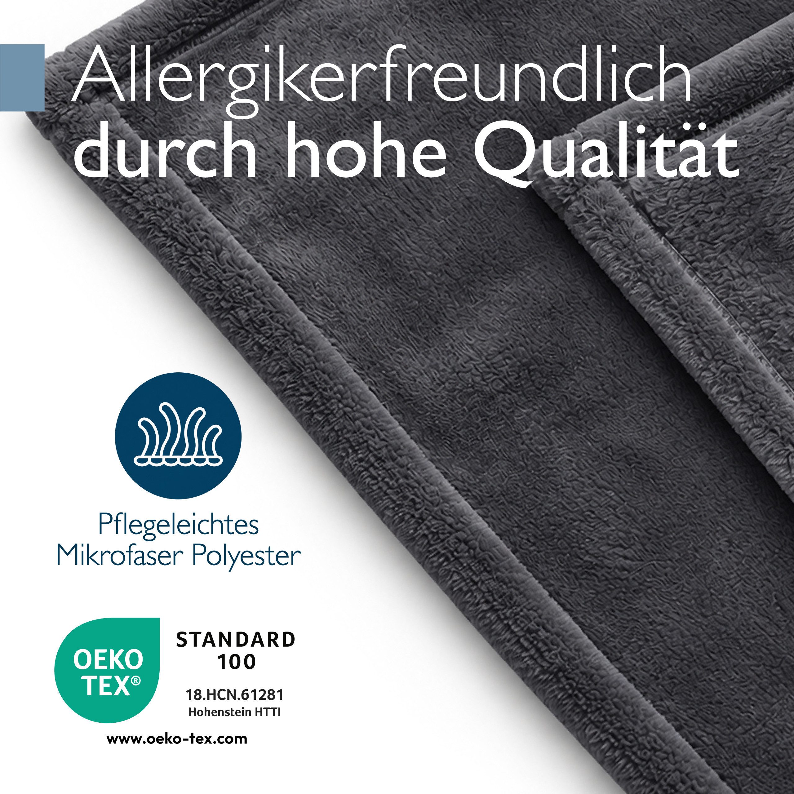 Wohndecke Aurelia Kuscheldecke Anthrazit, 150x200cm, Beautissu, Microfaser Fleecedecke als Tagesdecke oder Sofa Überwurf – Bild 4 von 5