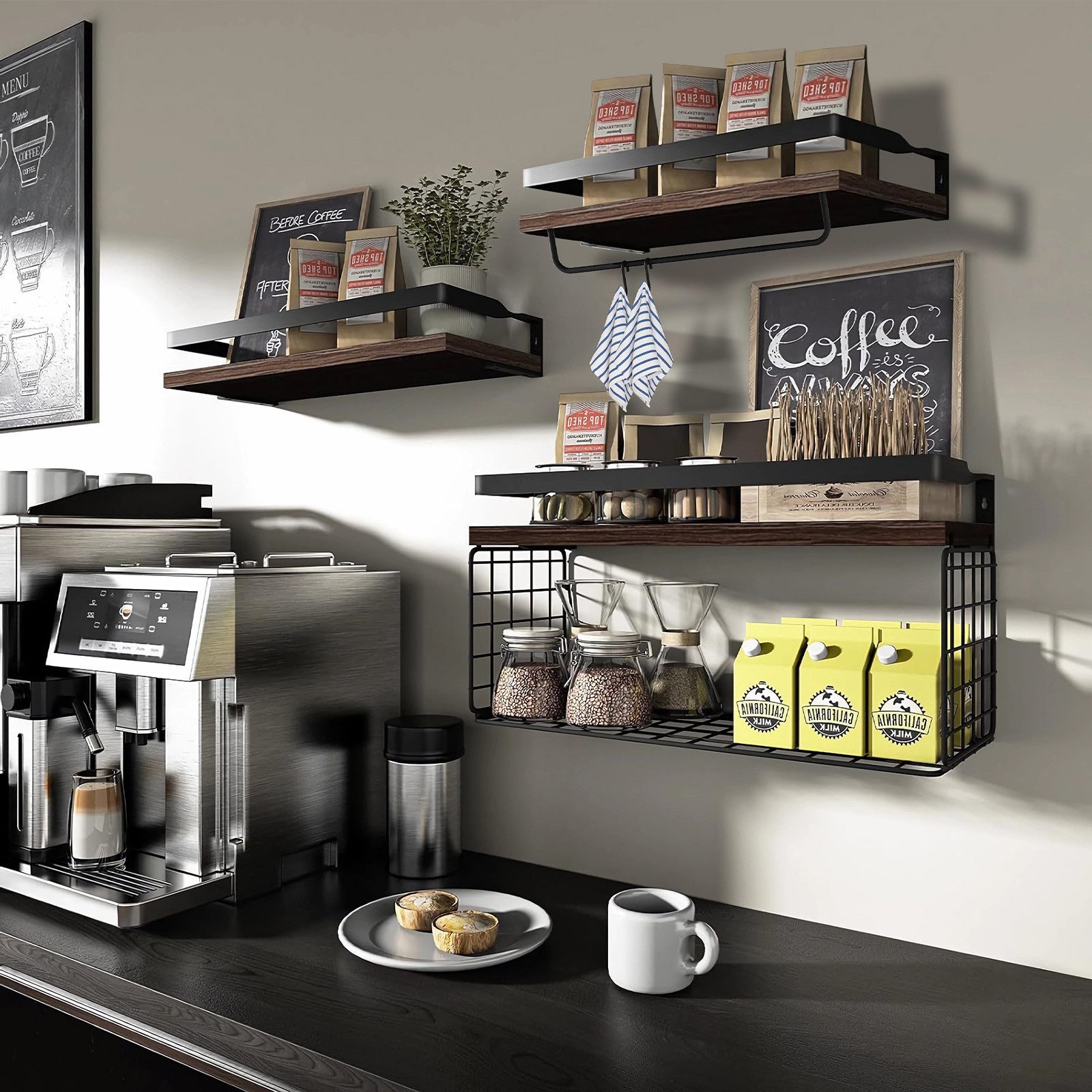 YMQHBS Küchenregal 40x15cm 6-teiliges Wandregale, für Küchen, Badezimmer, W günstig online kaufen