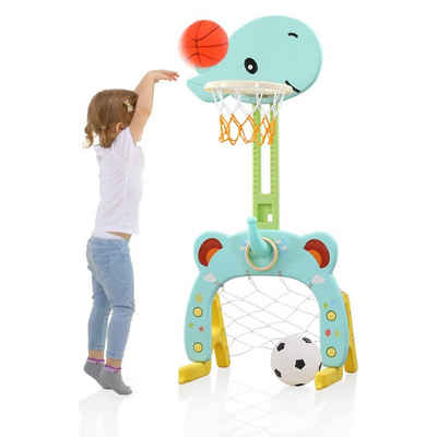 BeebeeRun Basketballkorb »Kinder Basketballkorb 4 in 1 Kinder Spielplatz«, Fußball Golf Ringtoss(Ringwerfen), Basketballständer mit Ball