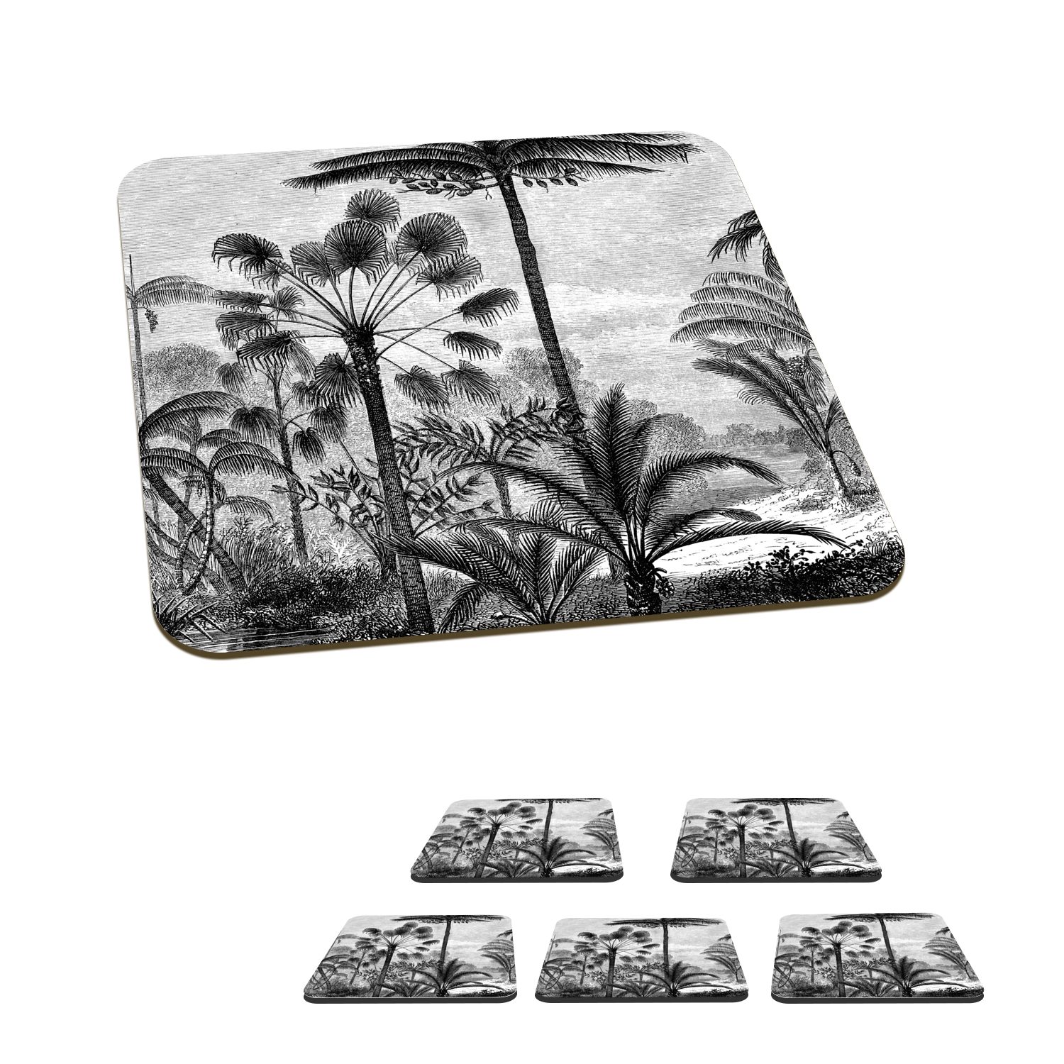 für Natur Gläser, 6-tlg., Bäume Glasuntersetzer Untersetzer, - - Botanisch, Glasuntersetzer, Design Pflanzen MuchoWow - - Tasse Korkuntersetzer, Tischuntersetzer, Zubehör