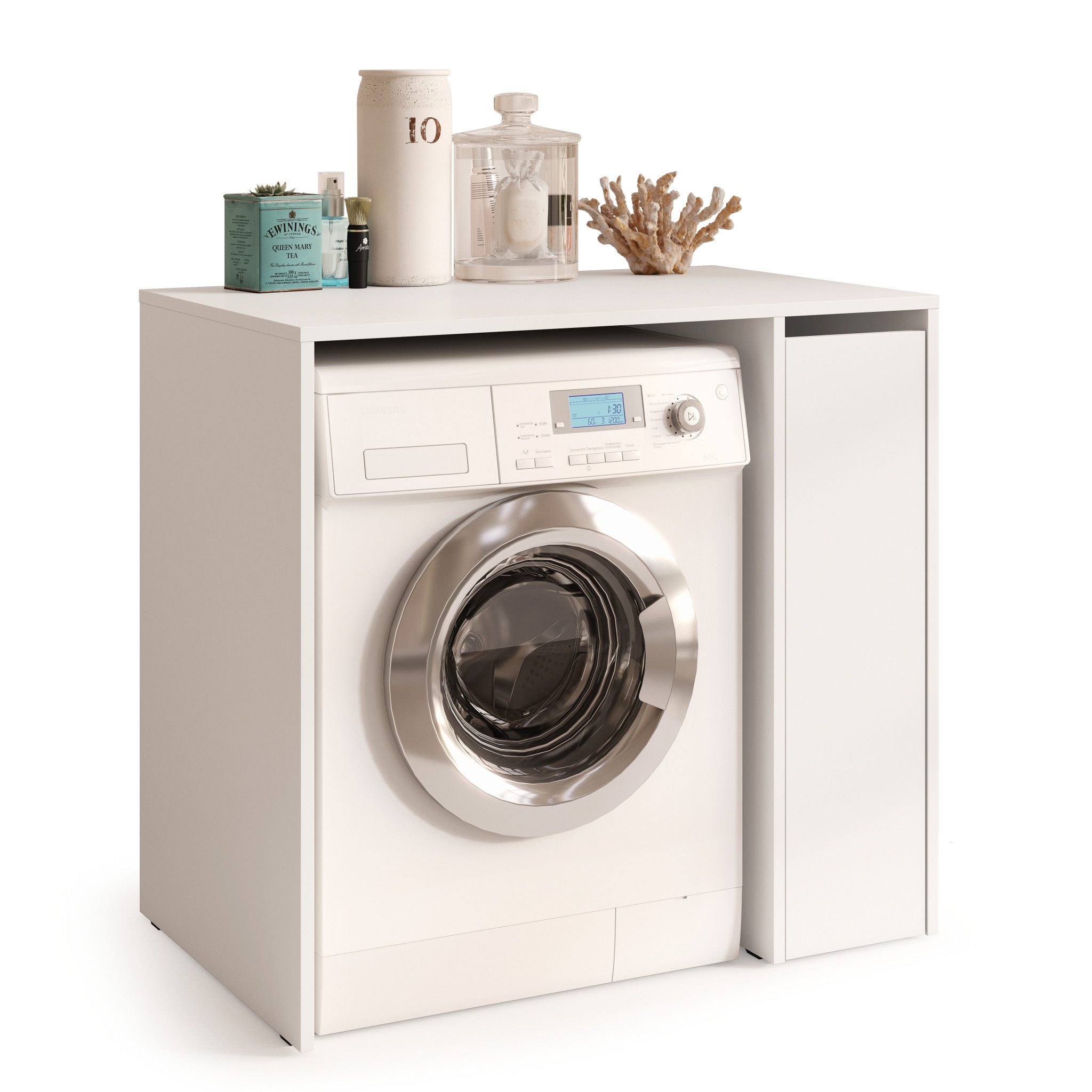 designimpex Waschmaschinenumbauschrank Carl Svensson W-222 Waschmaschinenschrank Ablage Badezimmerschrank Badezimmerschrank Waschmaschinenunterschrank Waschmaschinenmöbel Küche