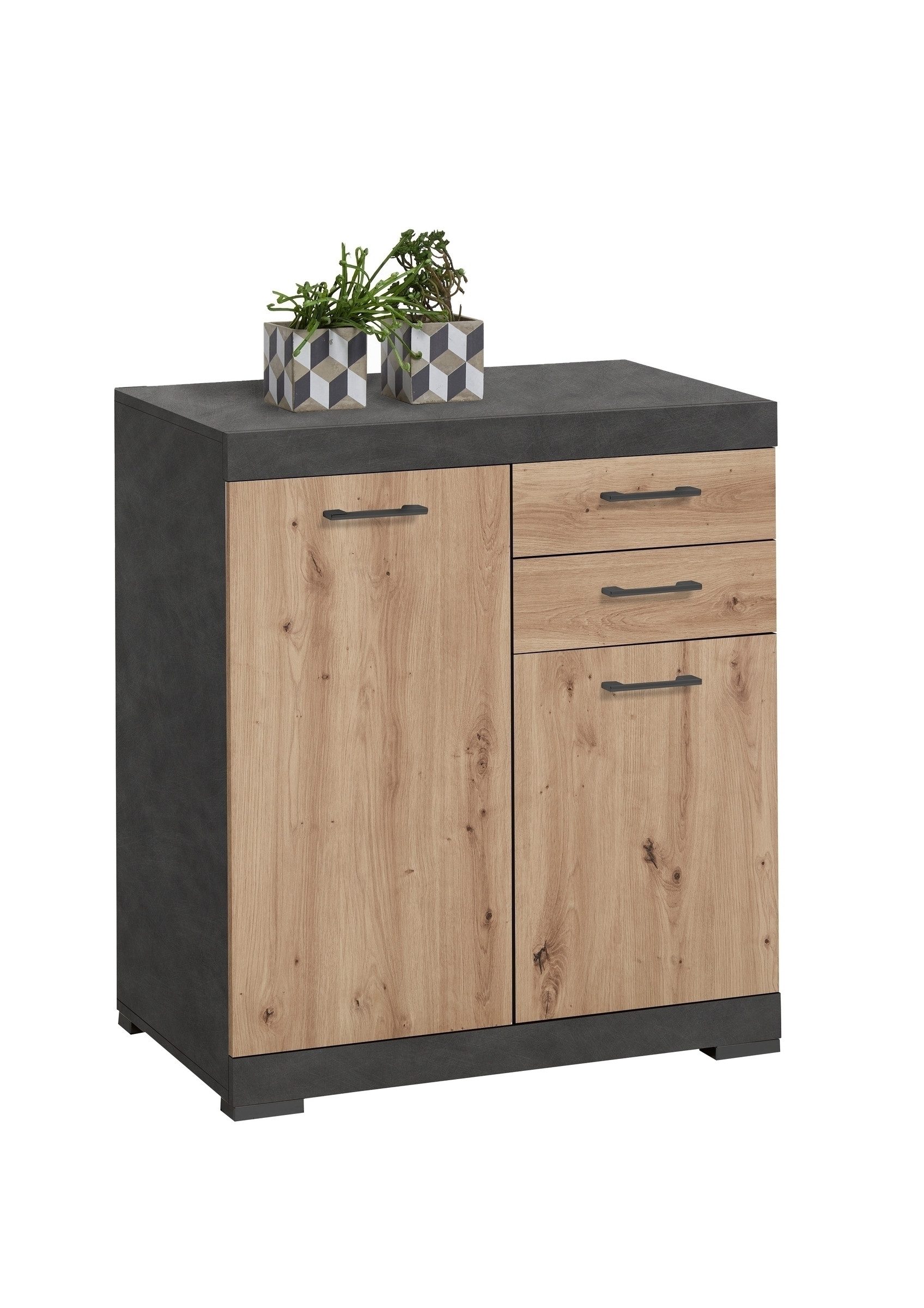 PREISBRECHER Kommode BRISTOL 2 XL, in Matera-Artisan Eiche - 80x89,9x49,9cm (BxHxT)