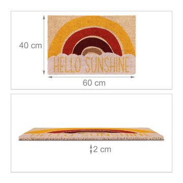 Fußmatte Kokos Fußmatte "Hello Sunshine", relaxdays, Höhe: 20 mm