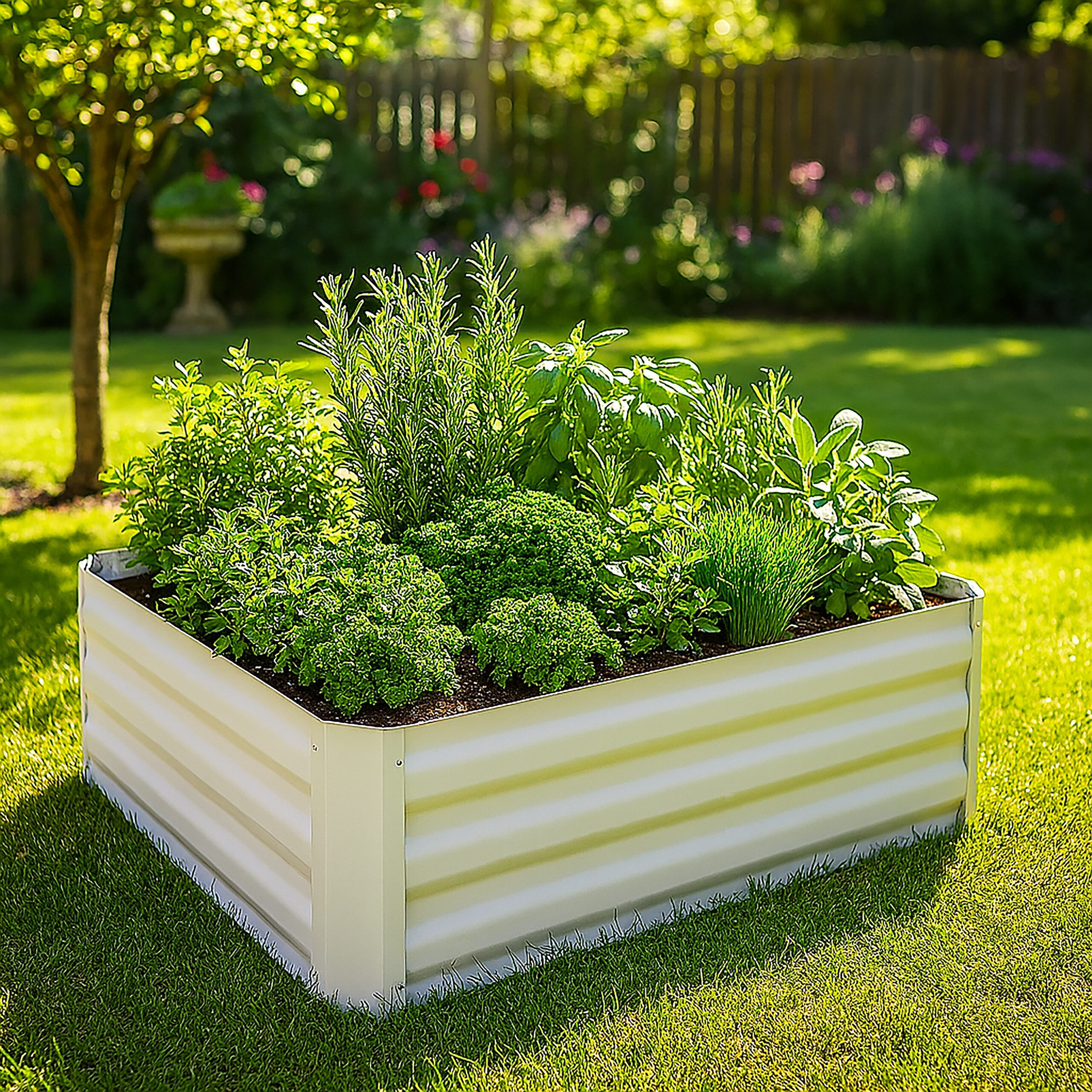 relaxdays Hochbeet aus Metall, weiß