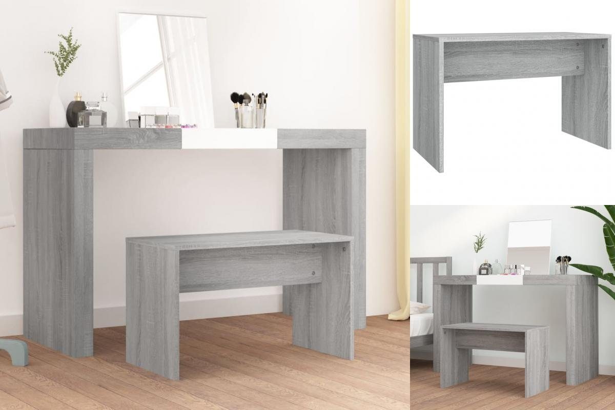 vidaXL Schminktisch Schminkhocker Grau Sonoma 70x35x45 cm Spanplatte