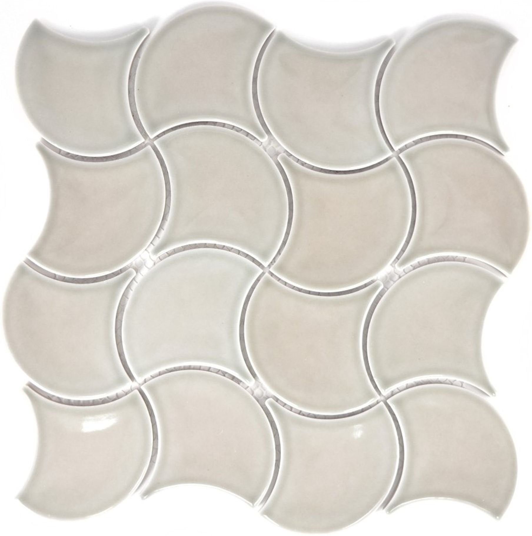 Mosani Mosaikfliesen Fächer Keramikmosaik Mosaikfliesen grau glänzend / 10 Matten