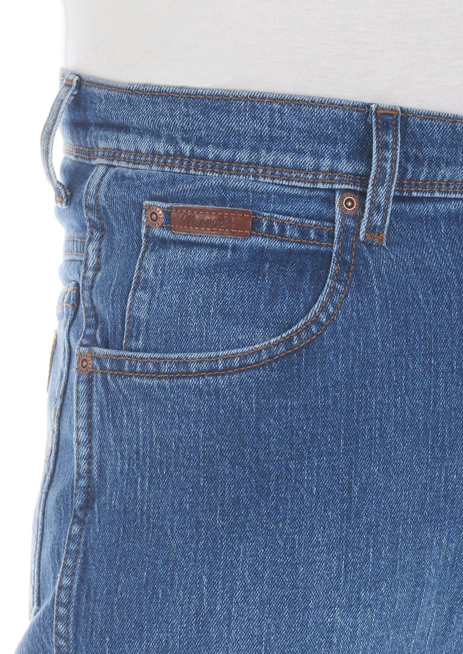 Wrangler Straight-Jeans Herren Jeanshose Texas mit Stretch Regular Stretch Whirl Fit Hose Blue Denim (WSS1P311E)