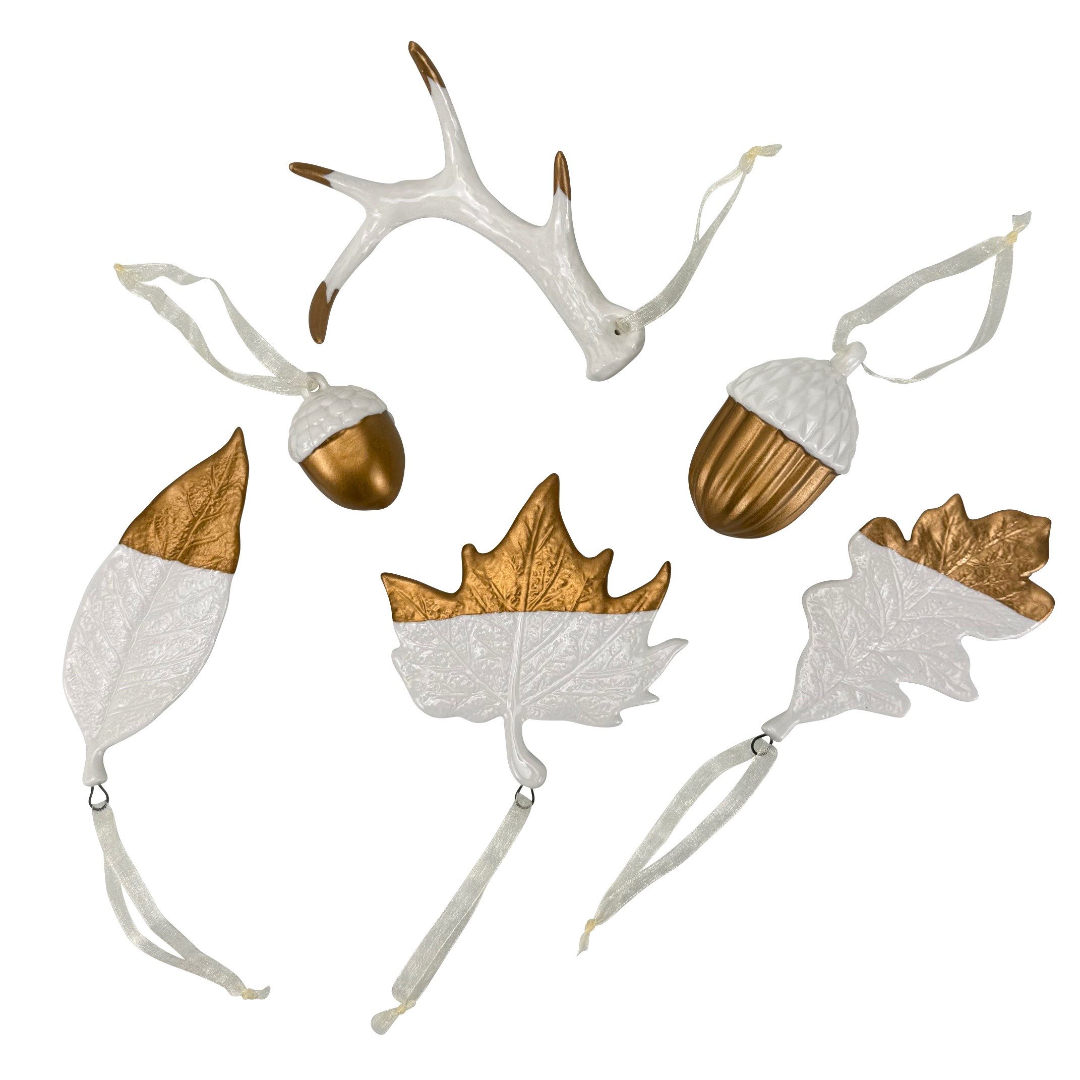 Online-Fuchs Dekohänger Blätter, Eicheln und Geweih aus Keramik - moderne F günstig online kaufen