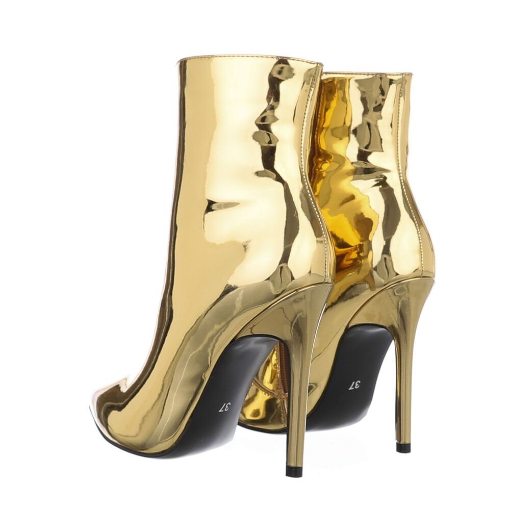 Damen Ital-Design High-Heel Clubwear in & Party Stiefeletten High-Heel-Stiefelette Abendschuhe Gold Pfennig-/Stilettoabsatz