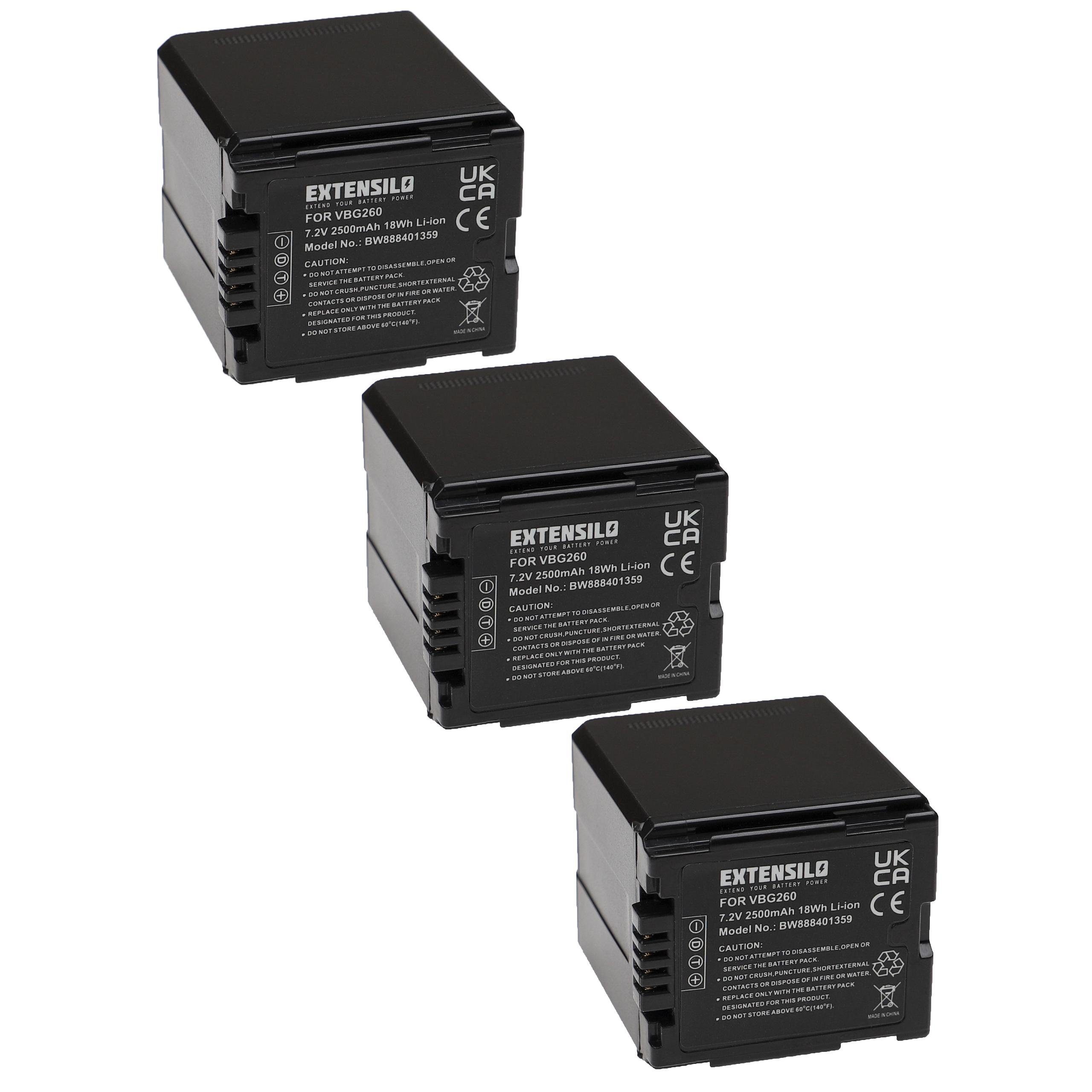 Extensilo passend für Panasonic HDC-SD200, HDC-SD9, HDC-SD600, HDC-SD300, Kamera-Akku 2500 mAh