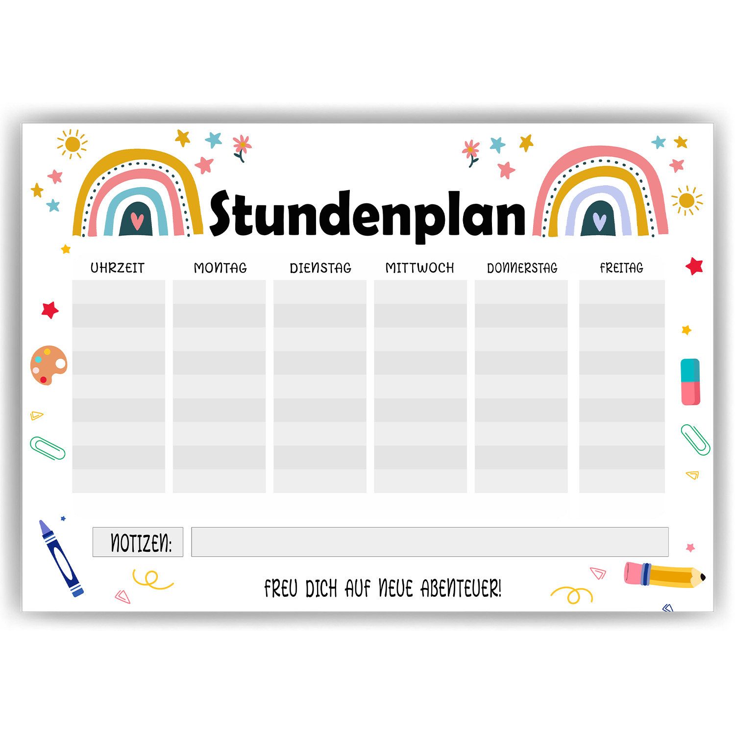 Tigerlino Poster Stundenplan Einschulung Schulanfang Schulkind 1. Klasse