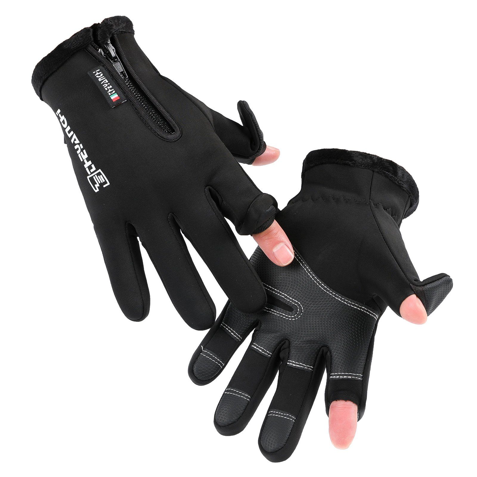 Qelus Fahrradhandschuhe Schwarz Fahrradhandschuhe Fahren Warm Handschuhe Motorradhandschuhe Fingerlos