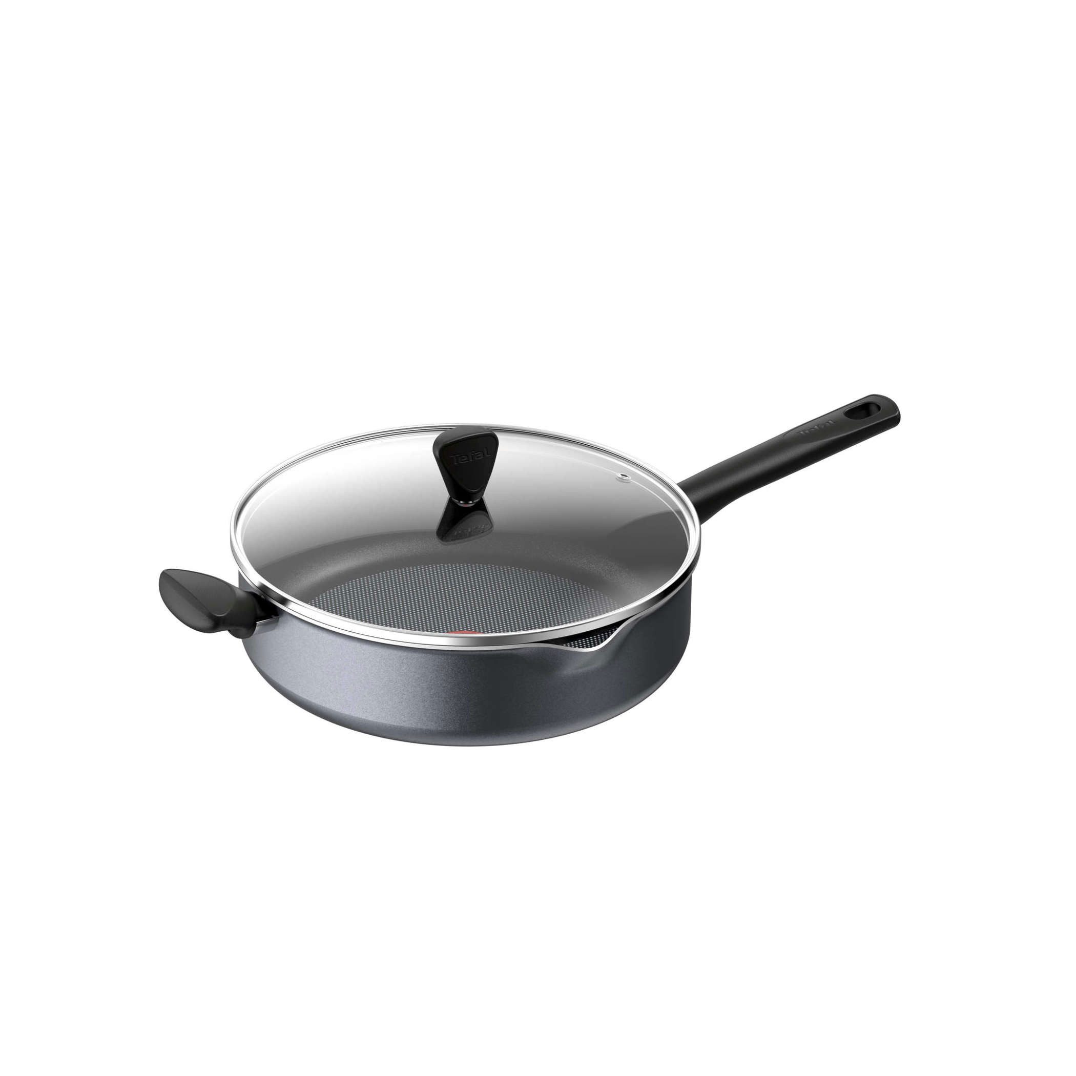 Tefal Schmorpfanne TEFAL Schmorpfanne + Deckel Ø 28 cm Family Day Antihaft Thermo-Signal™, Aluminium (Set, 2-tlg., 1 Schmorpfanne 1 Glasdeckel)