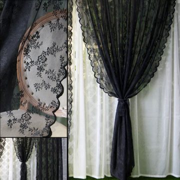 Vorhang 2 Stück transparente Vorhänge aus Spitze mit Blumenstickerei, Truyuety, (2 St)