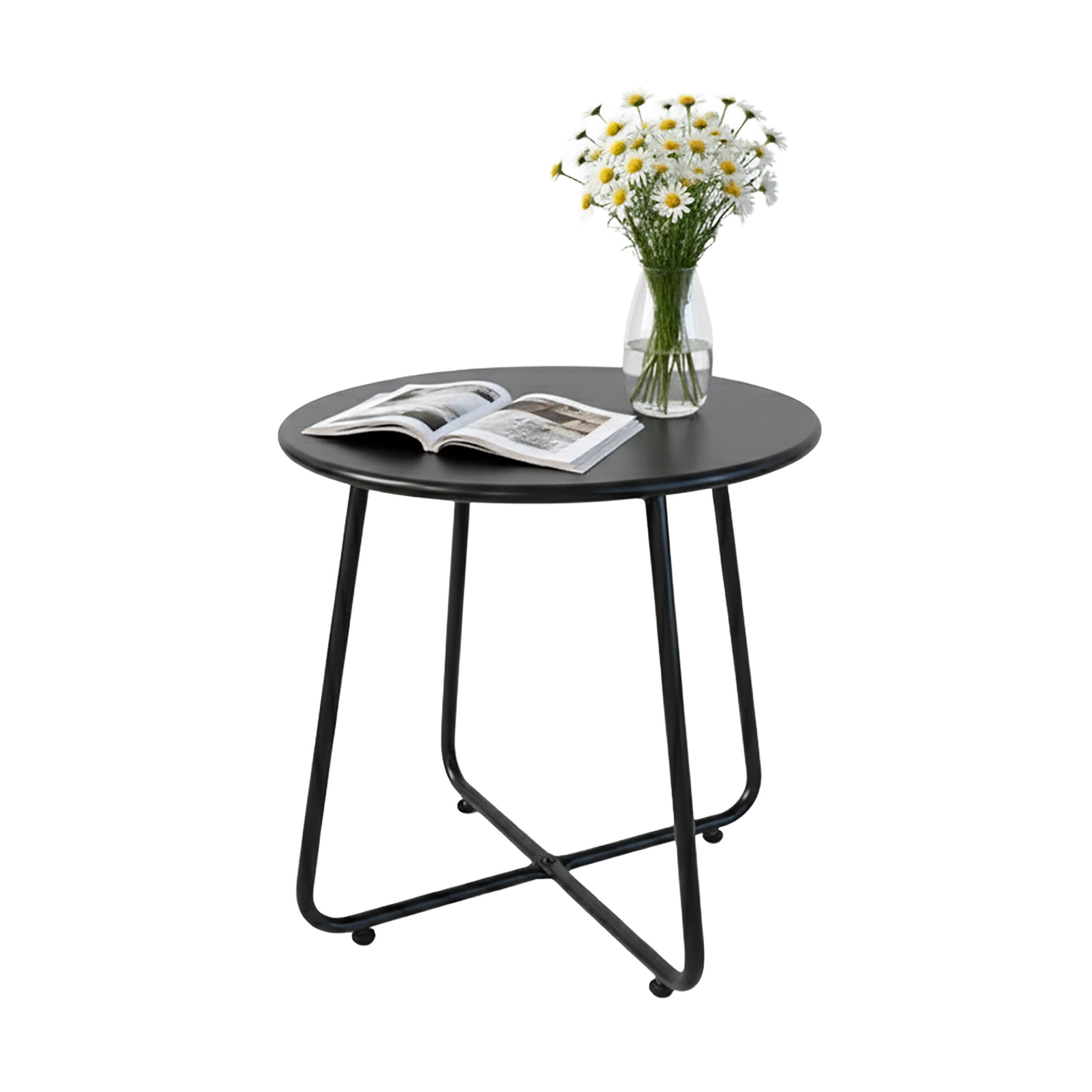 relaxdays Beistelltisch Runder Beistelltisch aus Metall, schwarz günstig online kaufen