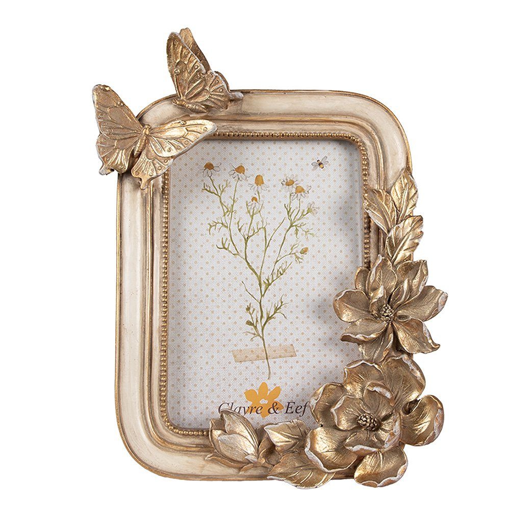 Clayre & Eef Bilderrahmen Romantischer Bilderrahmen mit Schmetterlingen roségold 10x15