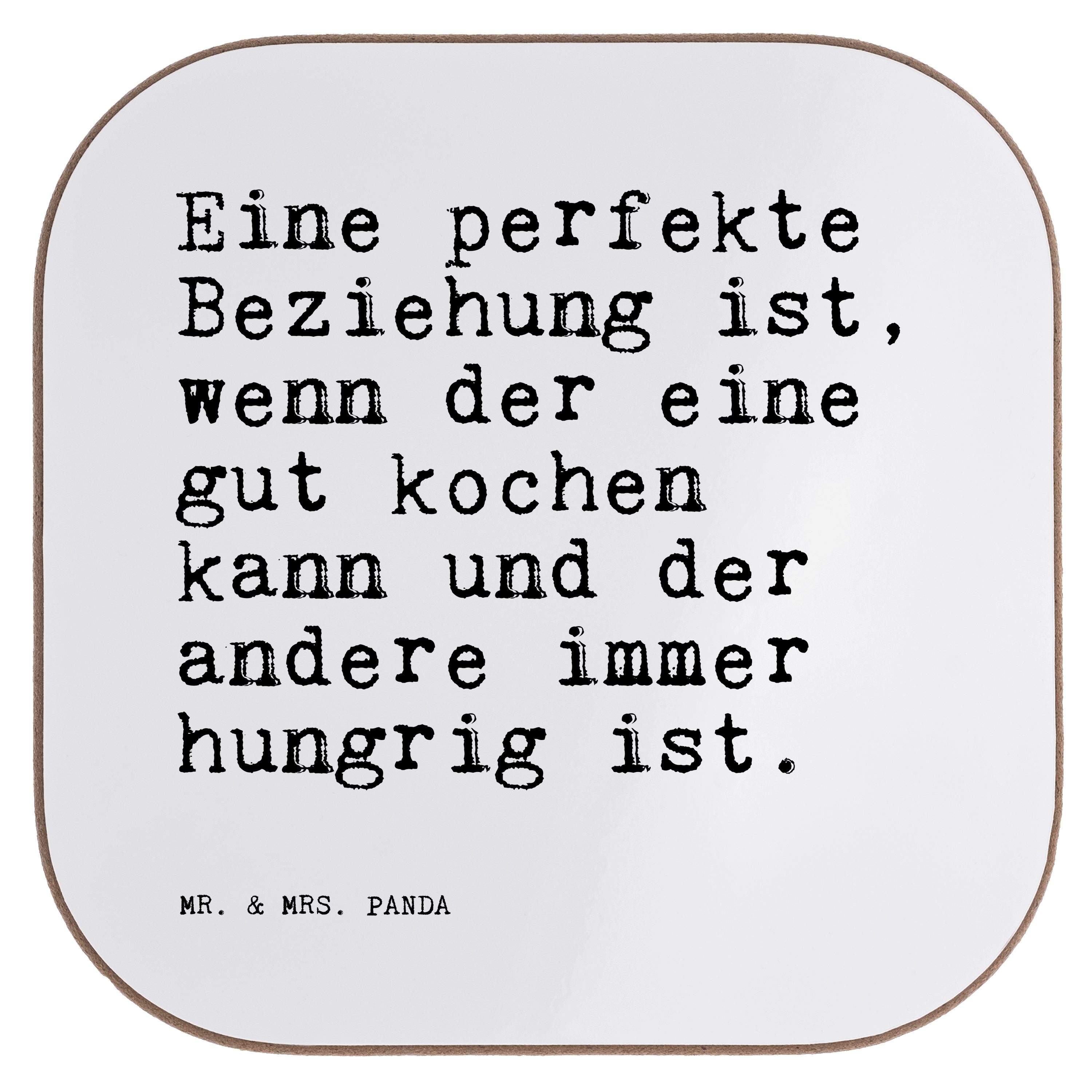 Mr. & Mrs. Panda Getränkeuntersetzer Eine perfekte Beziehung ist,... - Weiß - Geschenk, Partnerschaft, Get, 1-tlg.