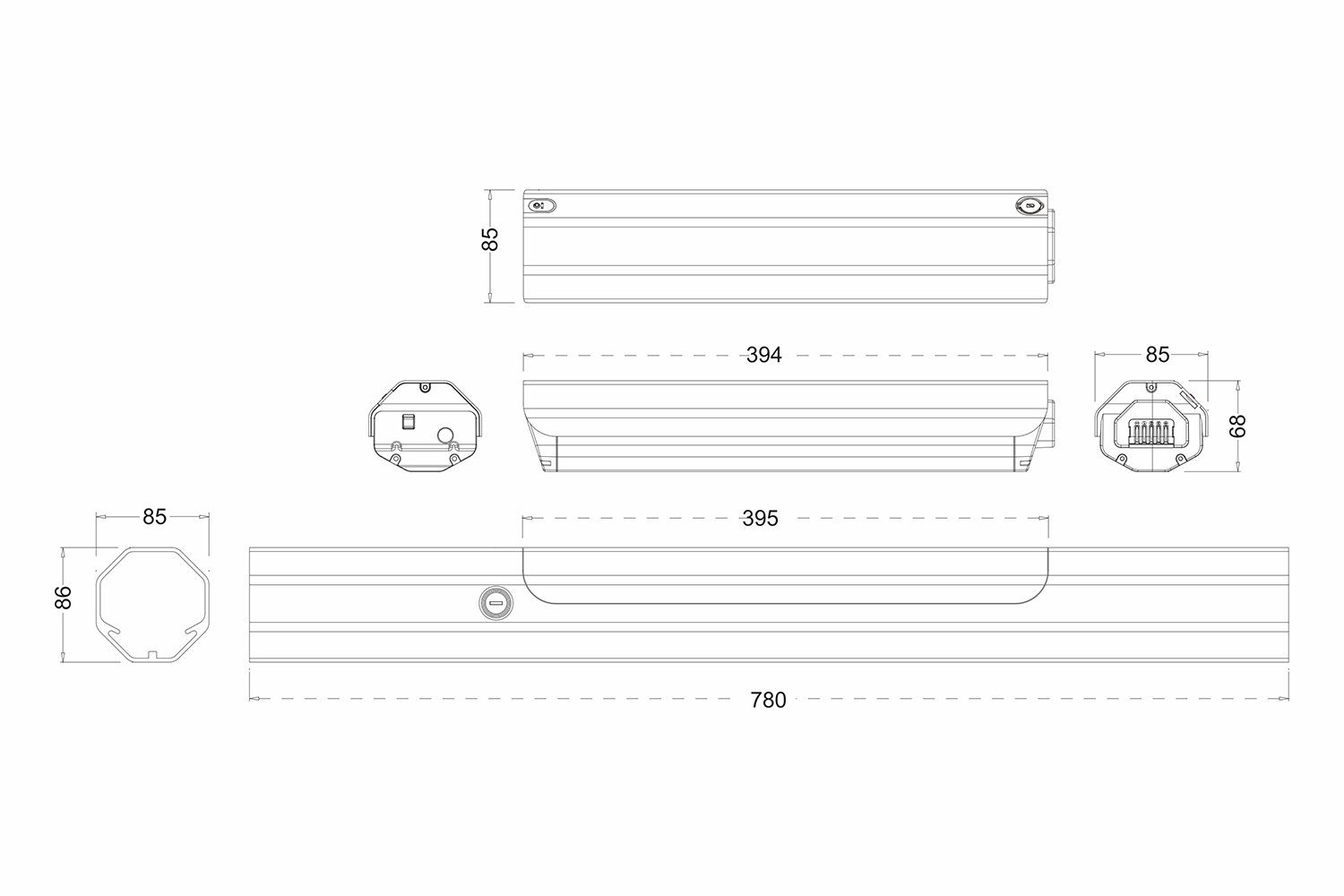 PowerSmart LEB38PV103B.826 E-Bike integrated 13Ah/468Wh batterie for V) e-bikes Bafang drive Akku mAh Apache Li-ion 13000 2019 für Designed central models with MaxDrive. für Frame (36