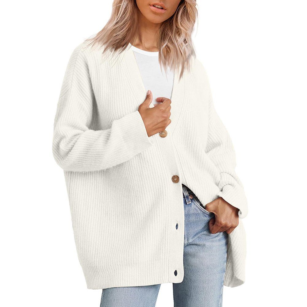 Blusmart Mit Weiche, white Strickjacke Einfache Bequeme Damen-Strickjacke, Longstrickjacke