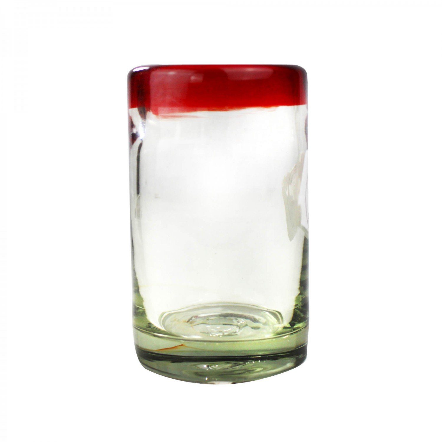 mitienda Glas Saftglas mit rotem Rand 100ml, Trinkglas handmade