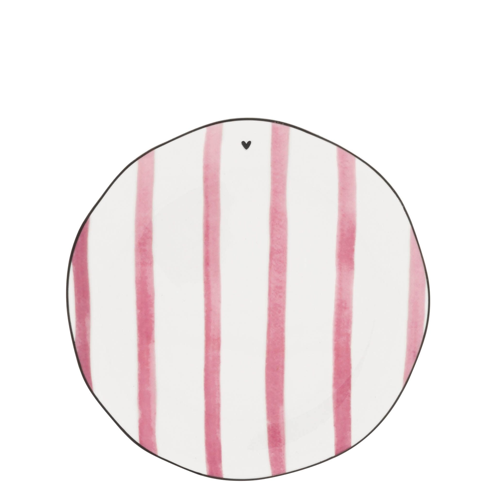 Bastion Collections Kuchenteller »Stripes« Rosa/Weiß, Keramik-Teller 19 cm