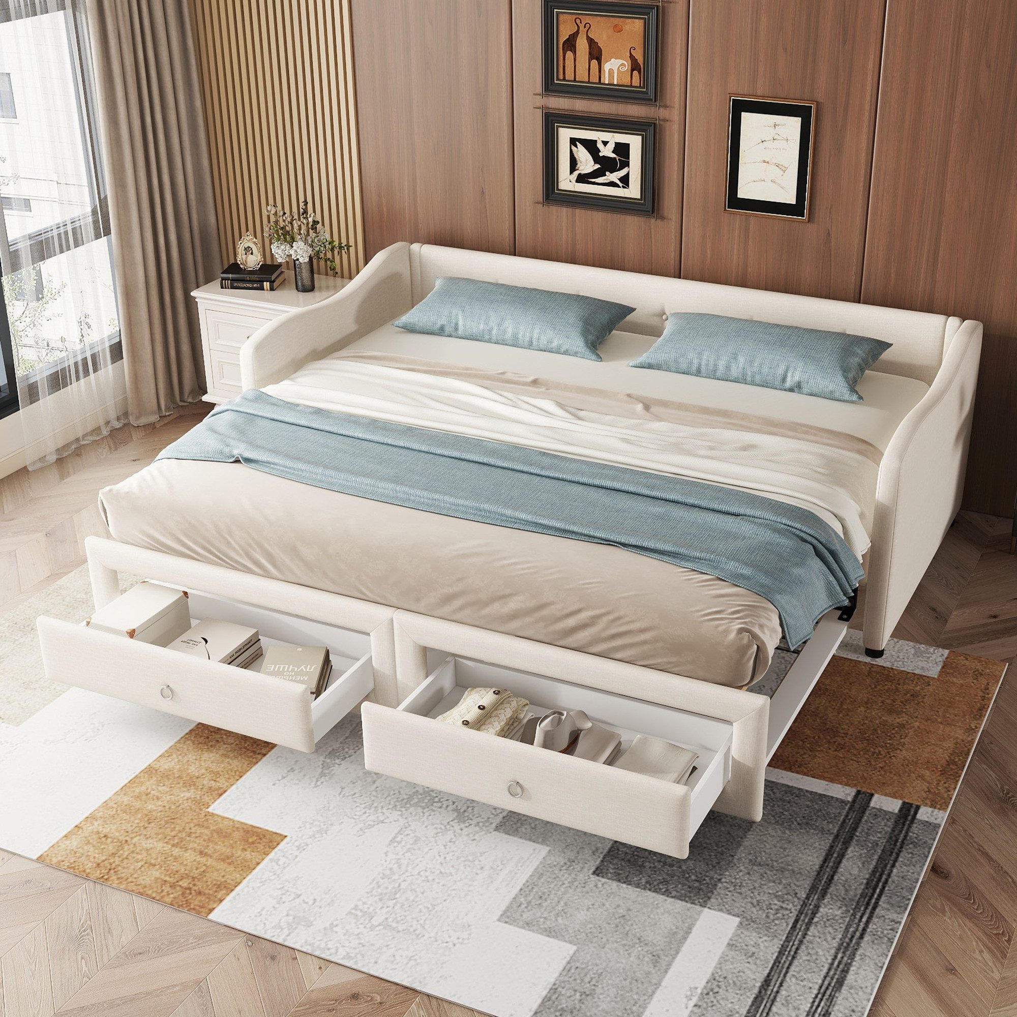 Flieks Daybett, Schlafsofa Polsterbett ausziehbar 90x200cm/180x200cm günstig online kaufen