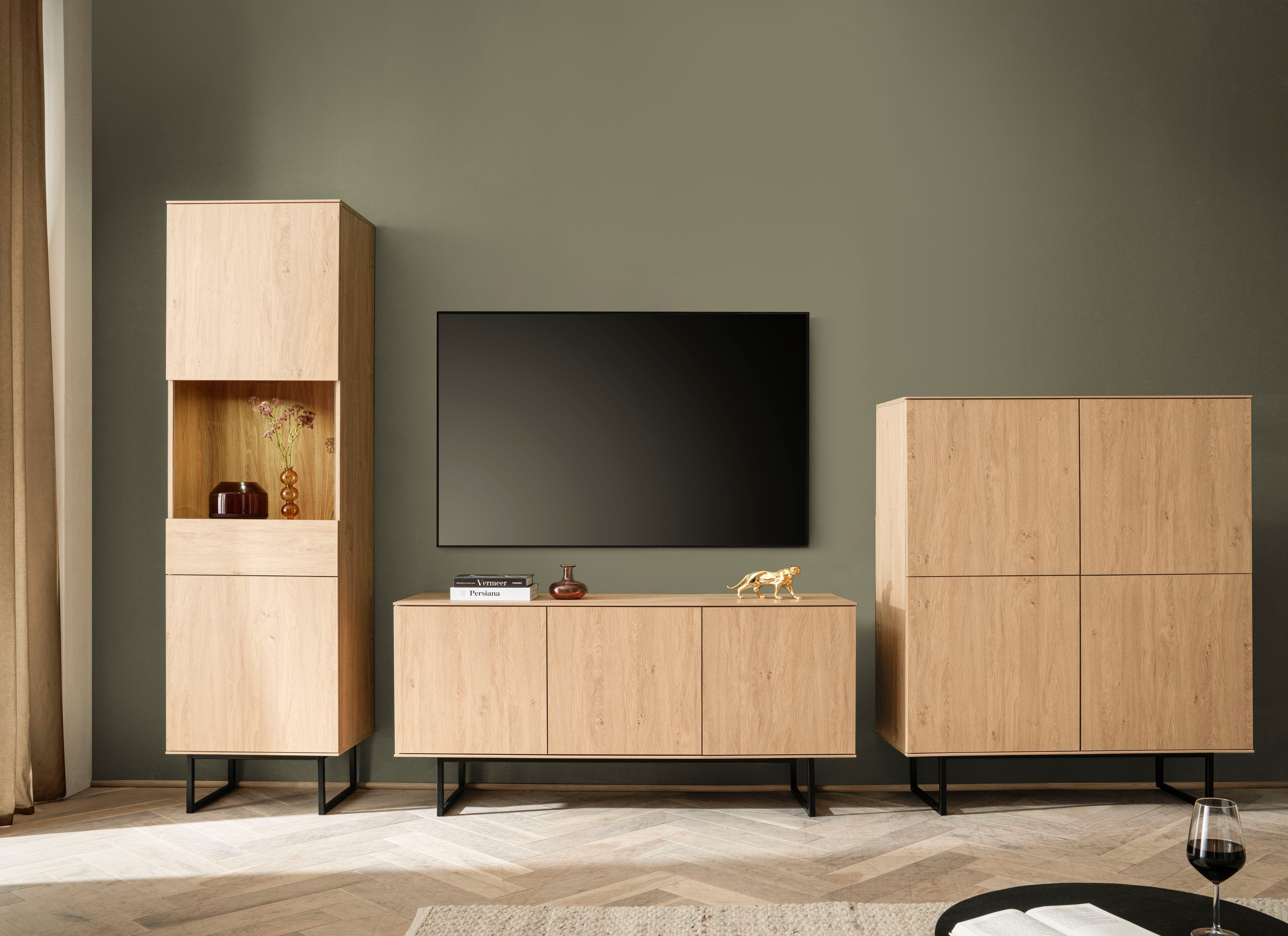 Home affaire Wohnwand Lund, moderne Anbauwand, Wohnzimmer-Set in Stone Oak, günstig online kaufen