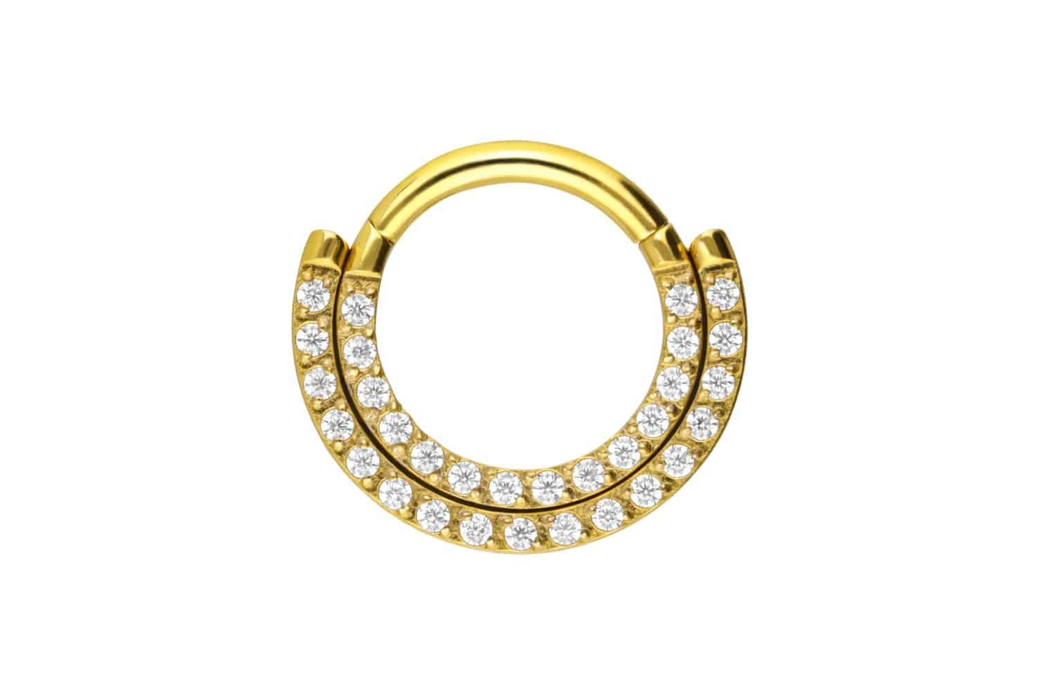 Nasenpiercing Titan Segmentring Clicker 2 KRISTALLREIHEN Ohrpiercing Septum Nase