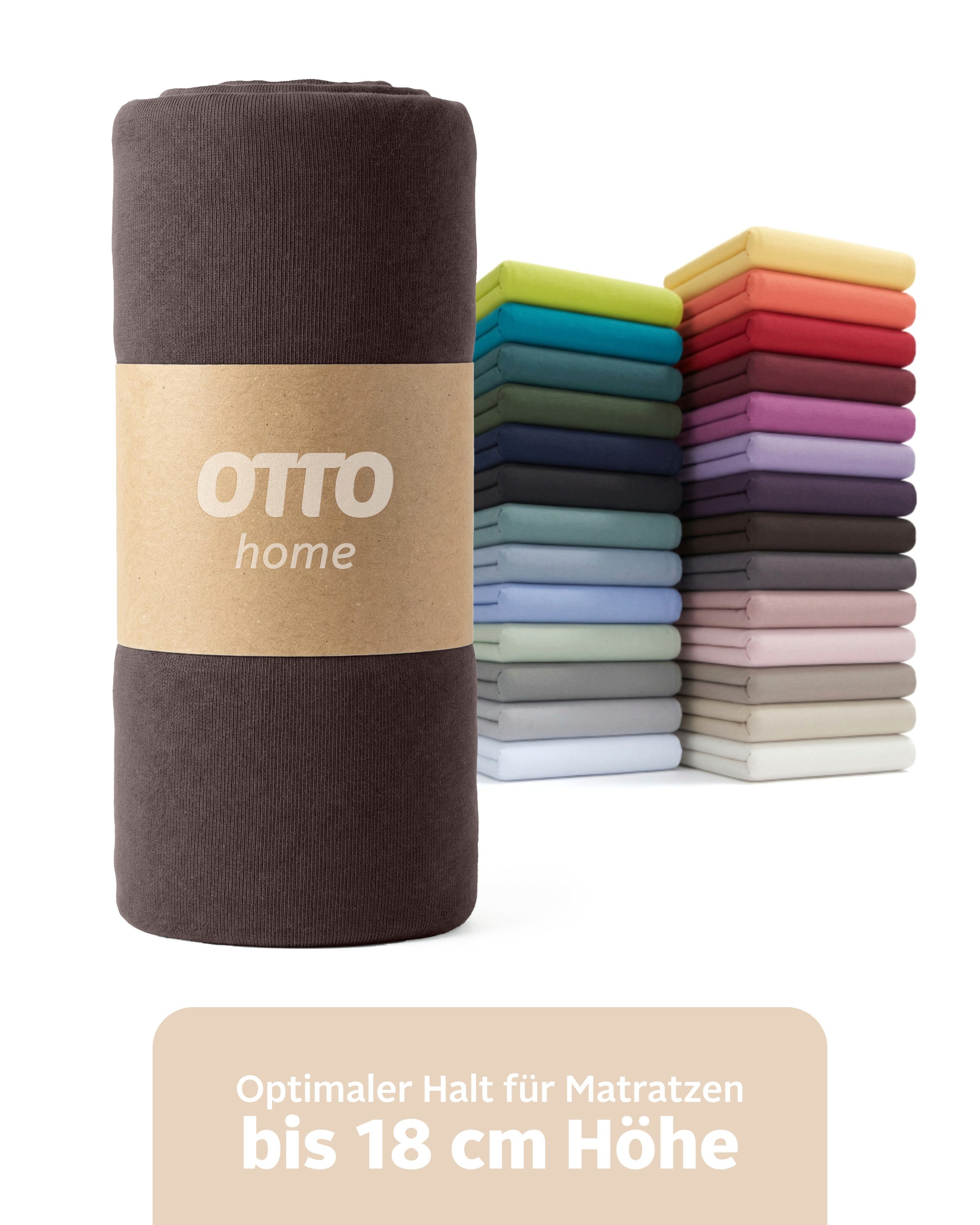 OTTO home Spannbettlaken Physalis Basic und PREMIUM Qualität, 100% Baumwolle, Jersey und Biber, Jersey (110 g/m), Gummizug: rundum, (2 Stück), Bettlaken für Matratzen bis 18 cm Höhe, Spannbetttuch, Laken