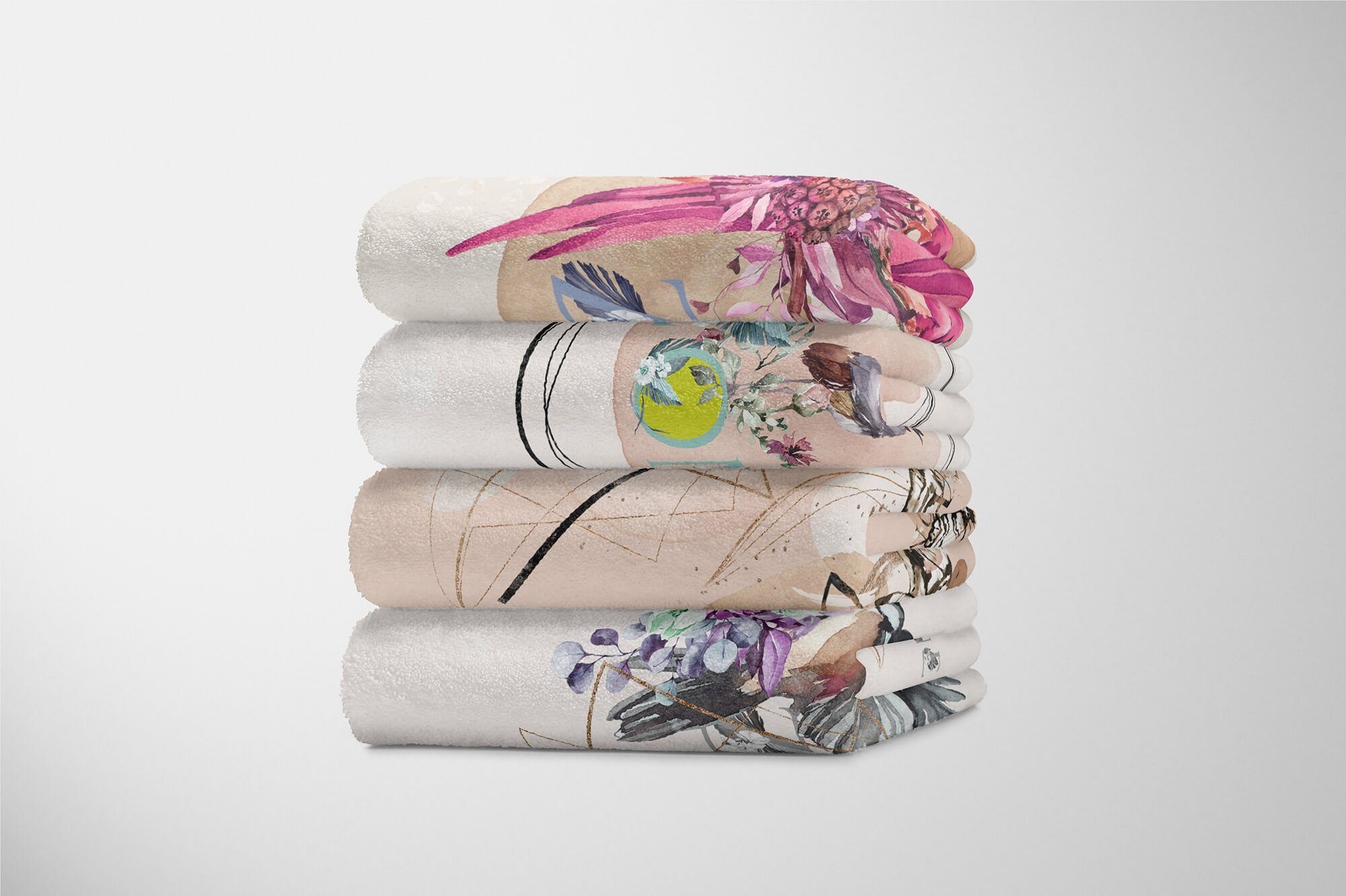 Kuscheldecke Sinus (1-St), Baumwolle-Polyester-Mix Strandhandtuch Handtücher Art Kunstvoll Insekten Handtuch Motiv, Handtuch Saunatuch
