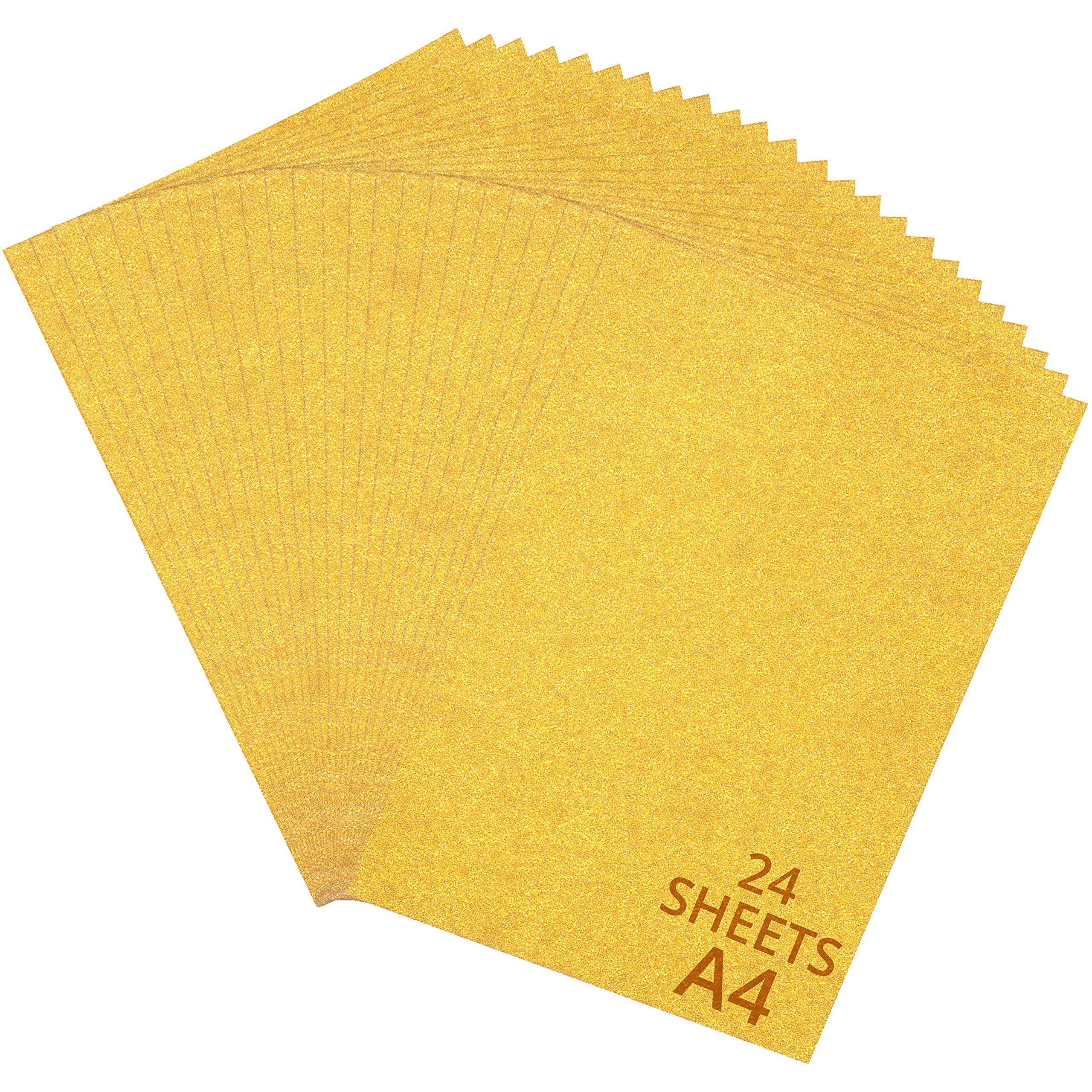 Belle Vous Aquarellpapier Goldenes Glitzer-Bastelpapier, A4, 250GSM, 24 Blätter