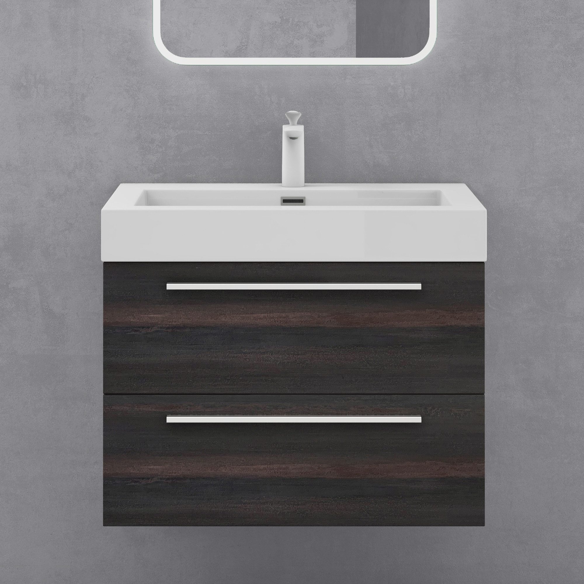 doporro Badezimmer-Set Badmöbel-Set Quadratto Waschbeckenunterschrank Wasch günstig online kaufen