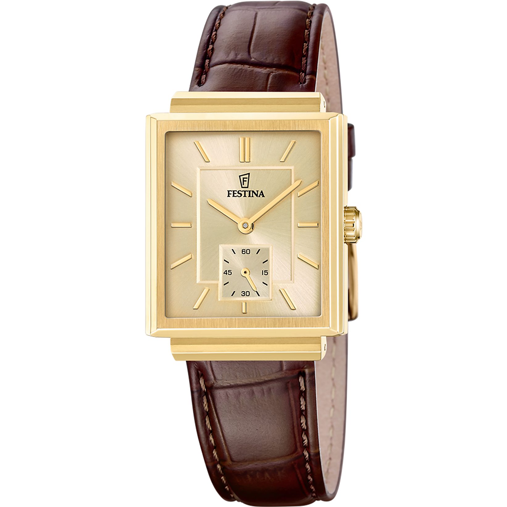 Festina Quarzuhr On the Square F20776_3, Armbanduhr, Damenuhr, Herrenuhr, Lederarmband, analog