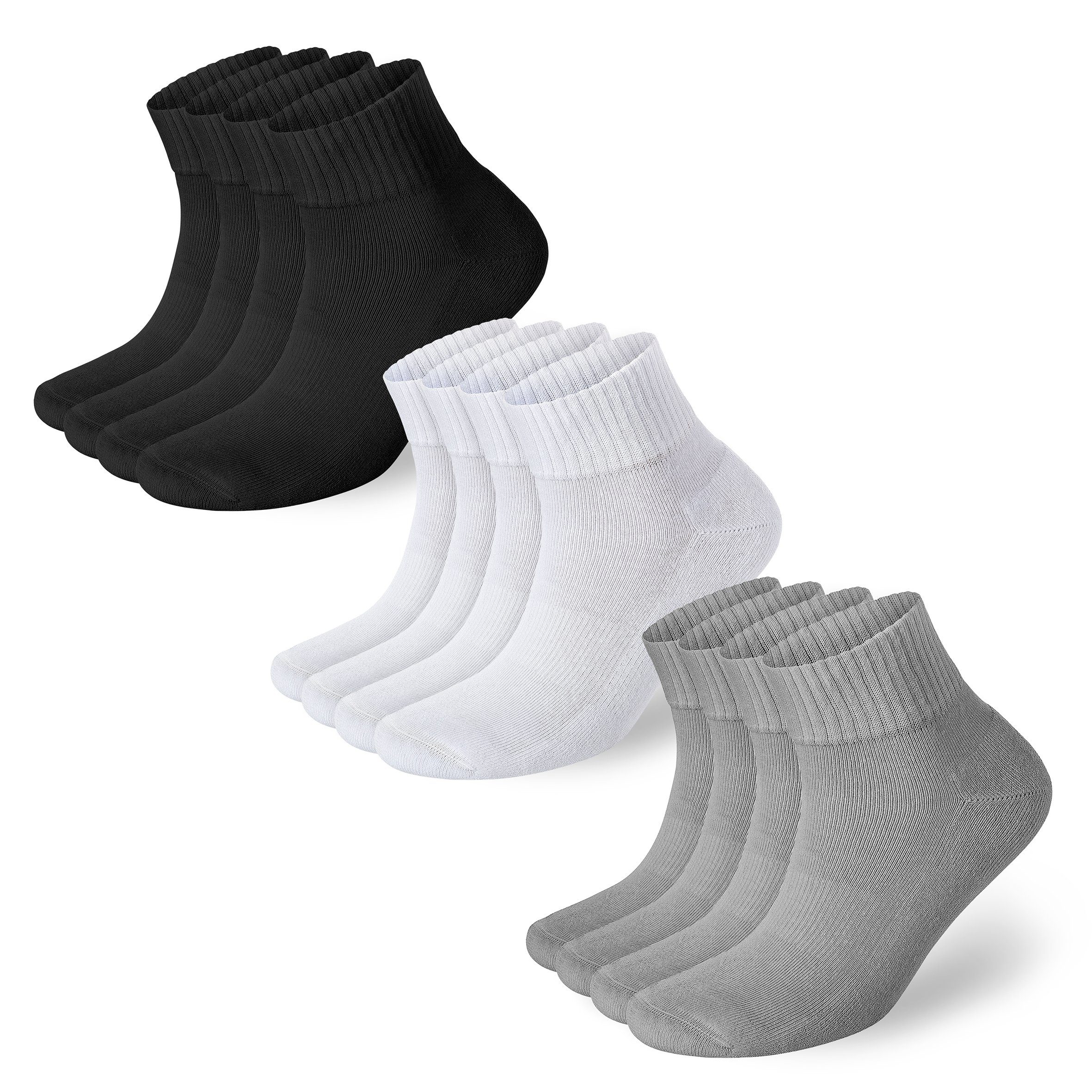 Rabatte, die Sie zufriedenstellen werden NAHLE Arbeitssocken Schwarz atmungsaktiv Grau 24 Damen für und 8x + Herren + Sneaker Gemischt(8x Bio-Baumwolle & Schwitzen gepolsterte Ferse Sportsocken Socken Paar - Sohle kein (24-Paar) - Weiß) 8x