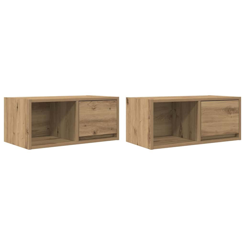 vidaXL TV-Schrank TV-Schränke 2 Stk. Artisan-Eiche 60x31x25,5 cm Holzwerkstoff (2-St)