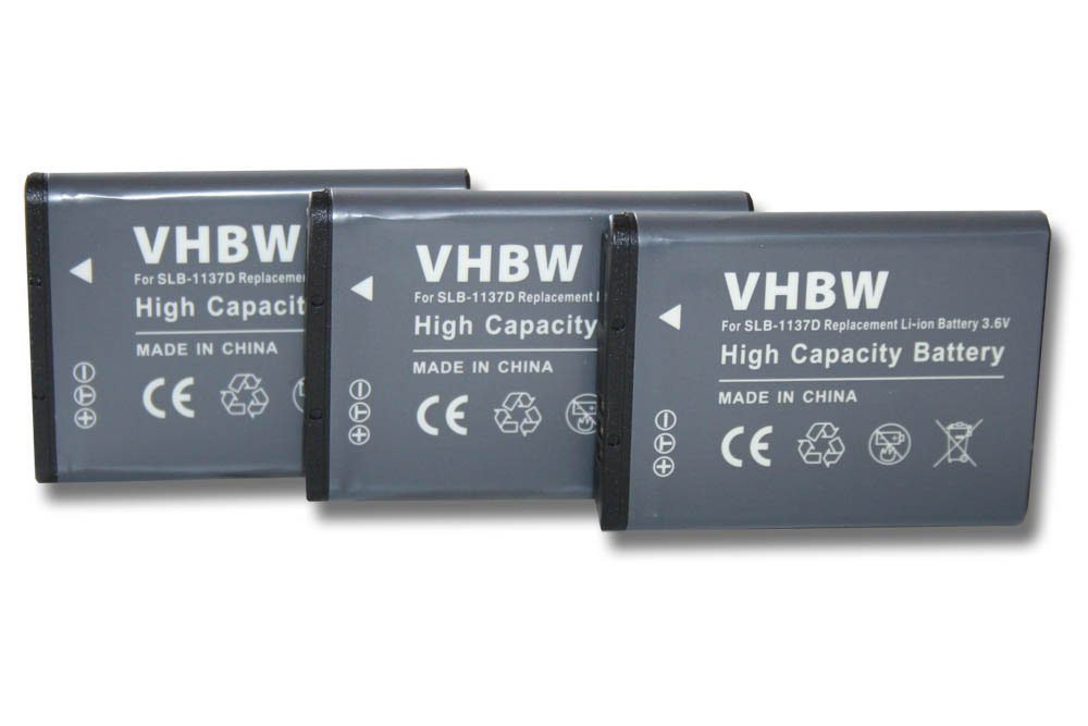 vhbw Ersatz für Samsung SLB-1137d für Kamera-Akku Li-Ion 750 mAh (3,6 V)
