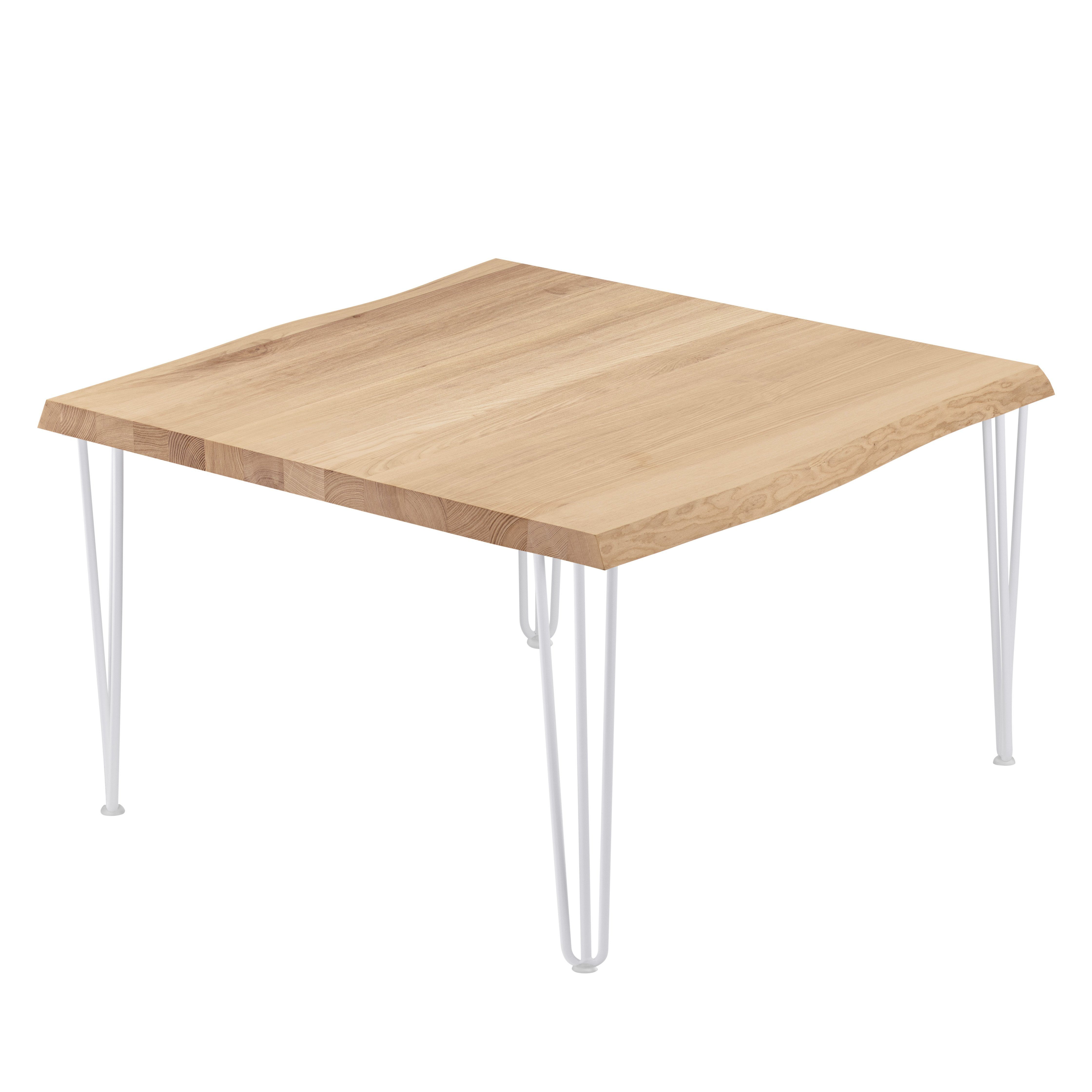 LAMO Manufaktur Baumkantentisch Creative Esstisch Massivholz inkl. Metallgestell (1 Tisch), Baumkante massiv Weiß | Natur