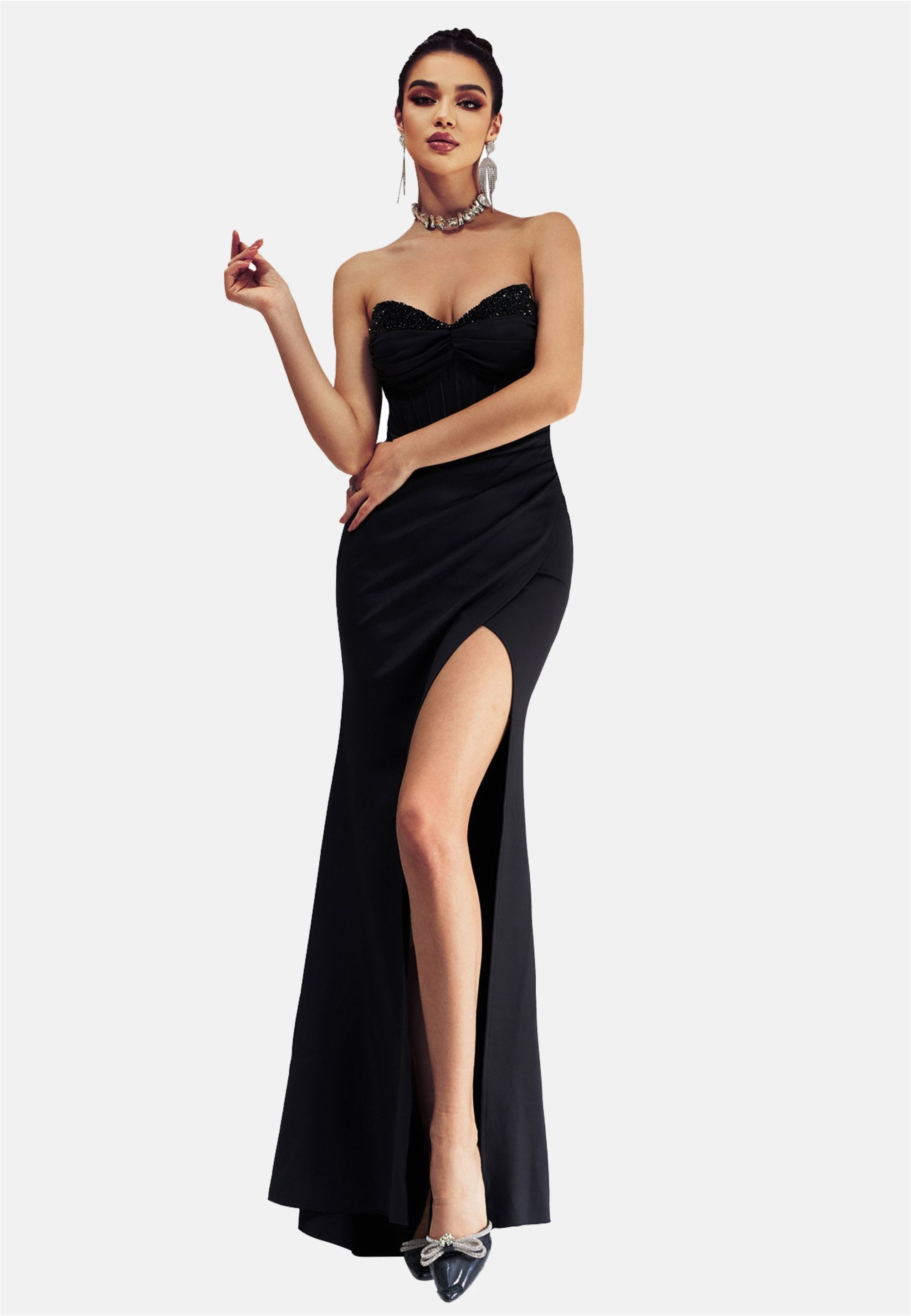 Moda Minx Jerseykleid Evelyn Long Dress mit langem Beinschlitz