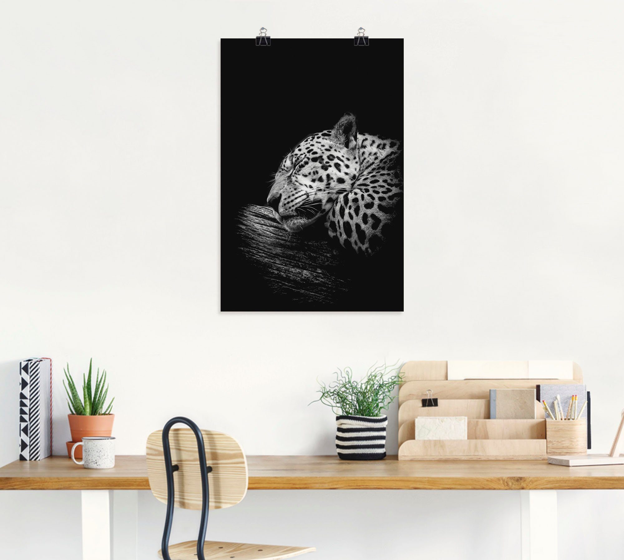 versch. Der Wandaufkleber in als Wildtiere St), Alubild, Jaguar, (1 oder Größen Wandbild schlafende Leinwandbild, Artland Poster