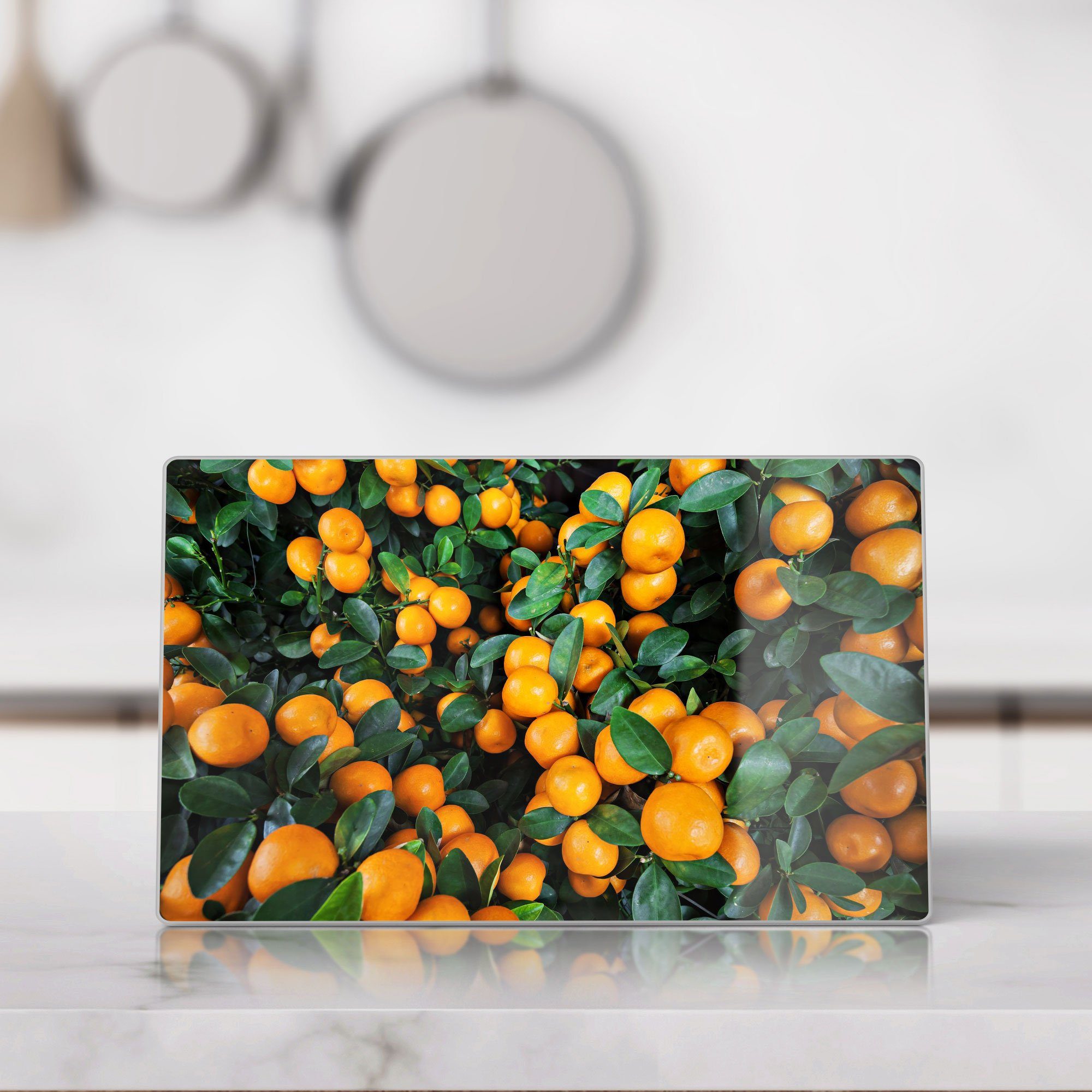 DEQORI Schneidebrett 'Mandarinenbaum Frühstücksbrett Glas, nah', Schneideplatte Platte