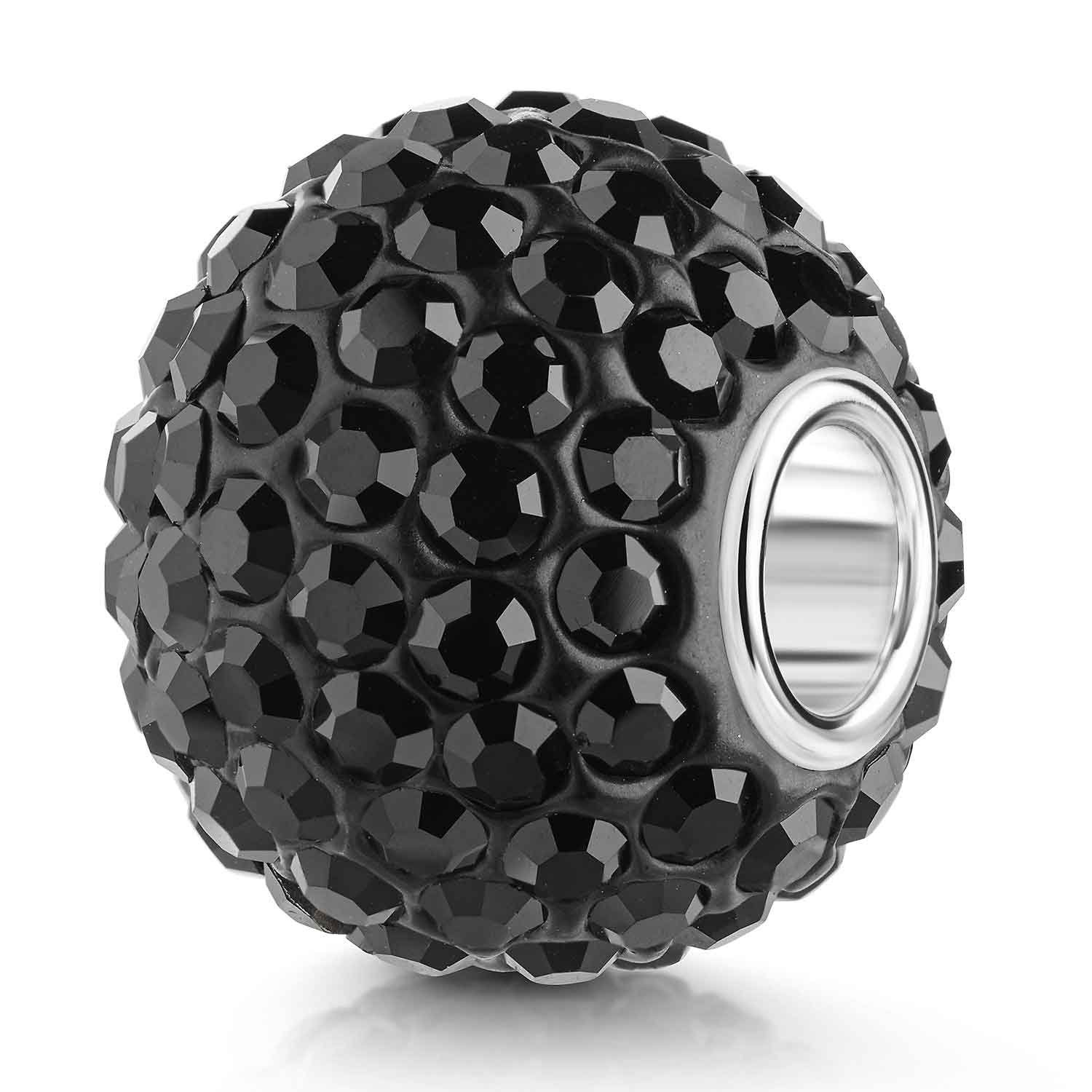 Bead Silber Strass Element Schwarz Glitzer 1230