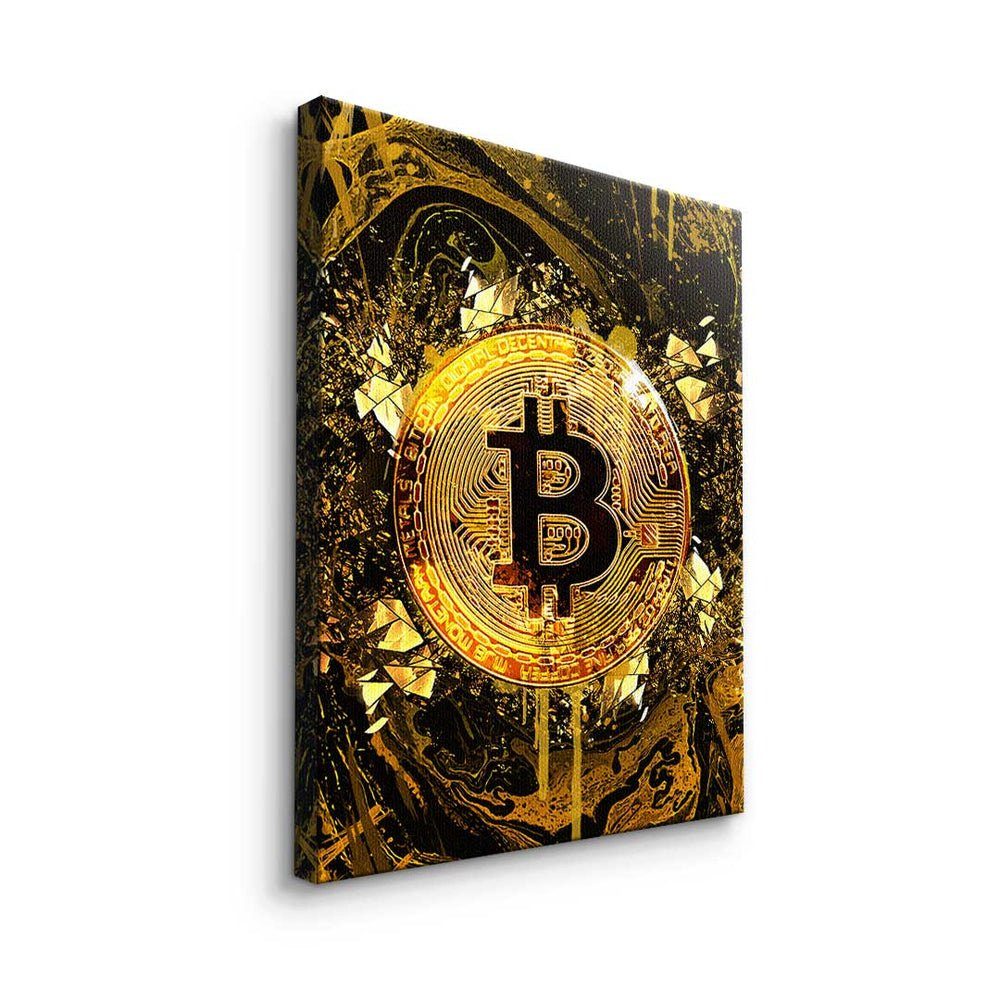 Trading Motiv mi Leinwandbild Börse Bitcoin Crypto weißer Goldrush Motivation DOTCOMCANVAS® Rahmen Leinwandbild,