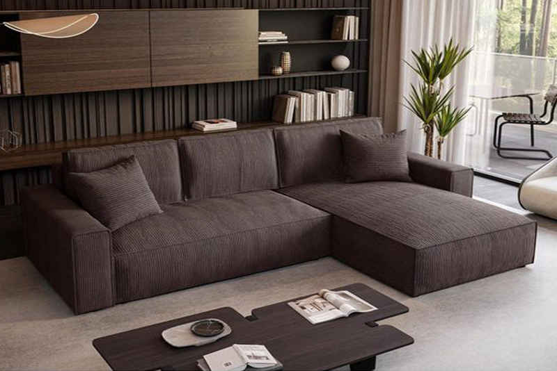 Beautysofa Ecksofa Parys, mit Schlaffuntion, Bettkasten, mit universelle Ottomane, l-förmig Ecke, Eckcoch 290 cm, Cordstoff