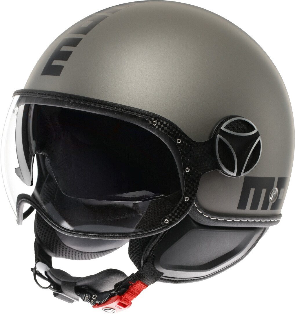 Momo Motorradhelm FGTR Evo Mono 2.0 Jethelm, vorbereitet für Kommunikationssystem,integriertes Sonnenvisier