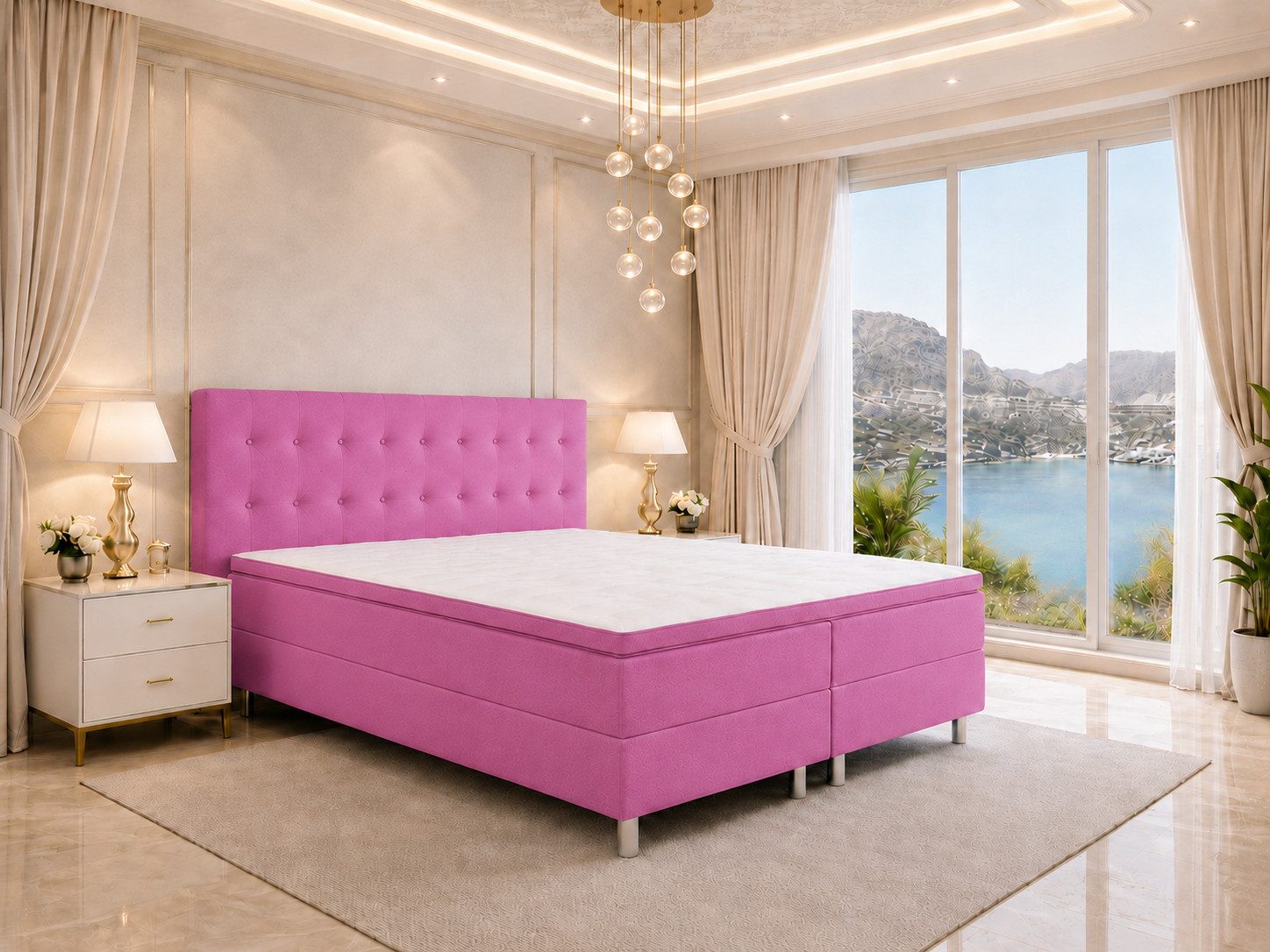 Best for Home Boxspringbett NEO bett mit 7-Zonen-Bonellfederkern und 5 cm Topper (Boxspringbett-Set, 6-St., Boxspringbett-Set inklusive Unterboxen, Matratzen, Topper und Kopfteil), 7-Zonen-Matratze H3, PUR-Topper, stabile Konstruktion, modernes Design