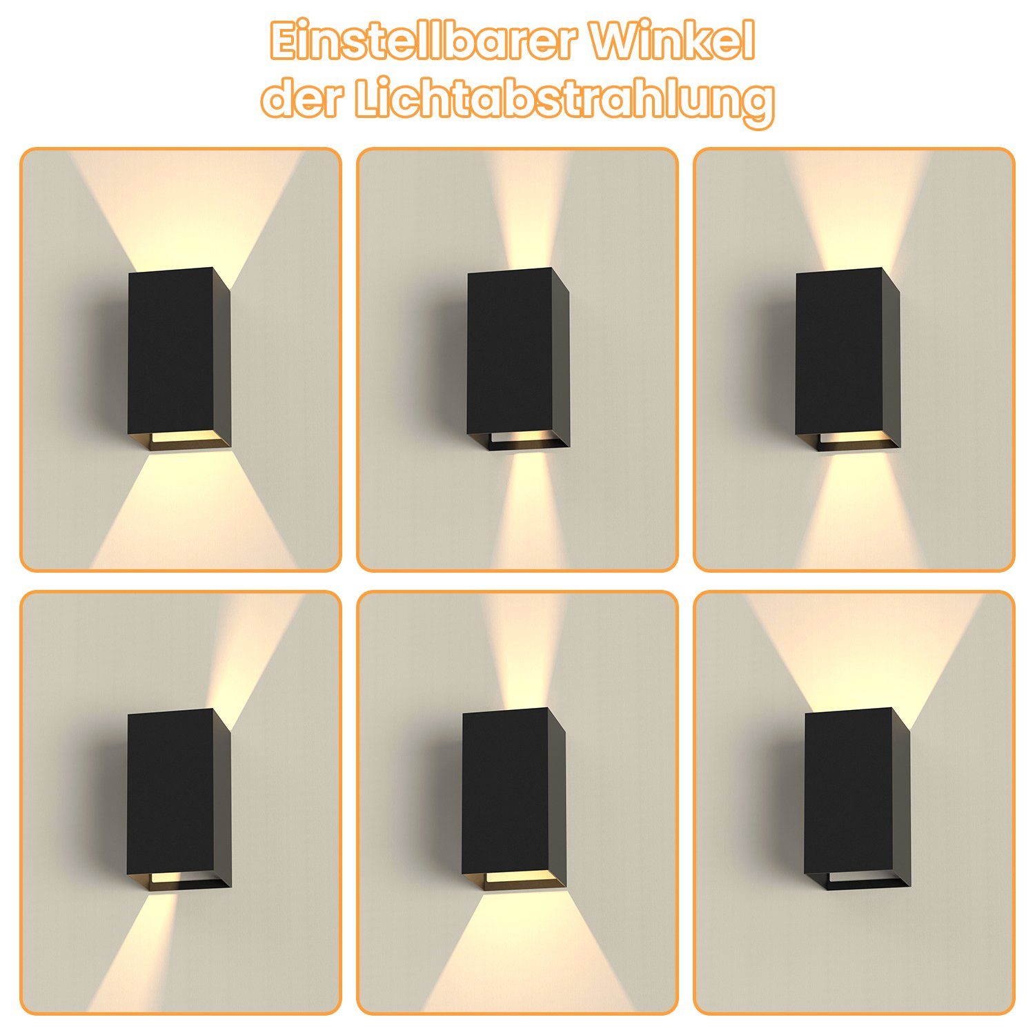 ZMH LED Außen-Wandleuchte Modern Up Down Außen-Wandleuchte Schlafzimmer Flur, LED fest integriert, Warmweiß, Treppenlampe,Flurlampe,Warmweiß,wandlampe aussen – Bild 4 von 5