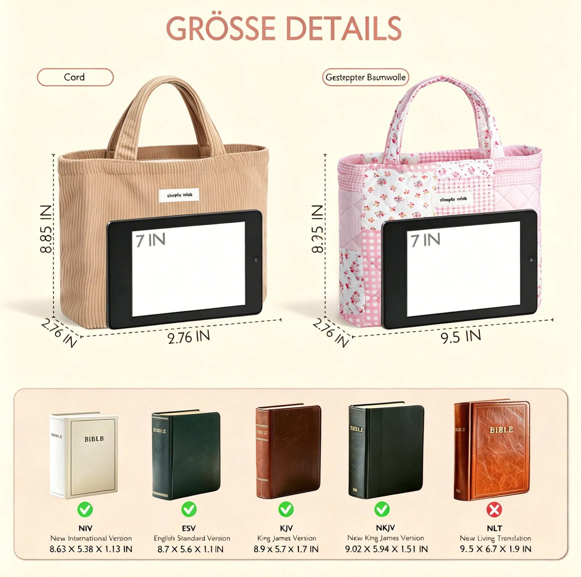 Zaewry Umhängetasche Damen-Mini-Umhängetasche, modische und süße Handtasche, Cord-Tote-Bag, geeignet für Einkaufen, Schule und Arbeit. – Bild 4 von 5